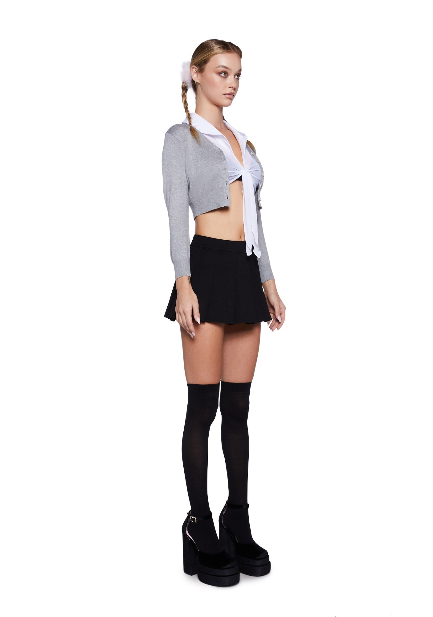 Britney Spears 90s 00s School Girl Popstar Sexy Womans Halloween Costume Grey Dolls Kill