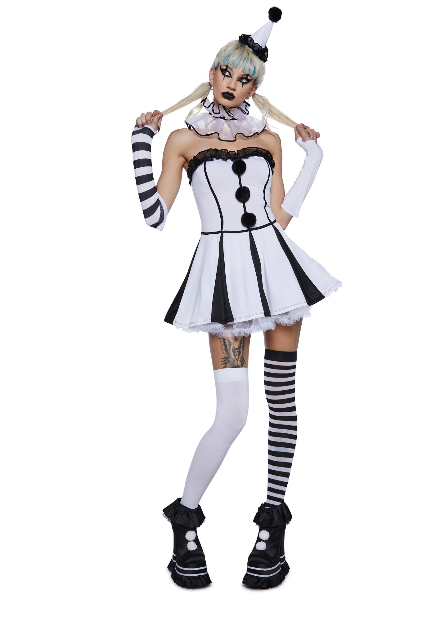 Classic Clown Girl Costume Set - White / 2X | Adult