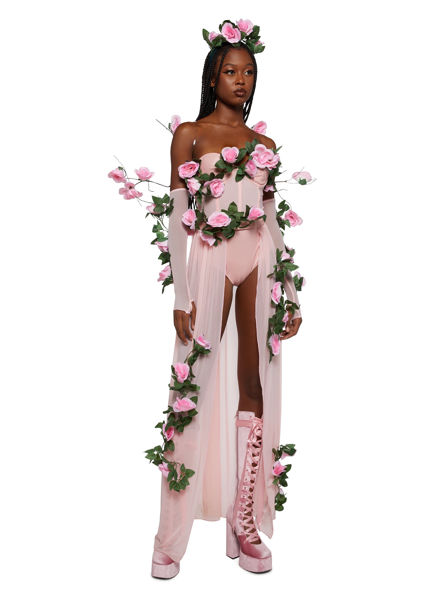 Garden Venus Sexy Womans Halloween Costume Floral Wrap Eve Nymph Hailey Bieber Costume Set - Pink Dolls Kill Garden Venus Sexy Womans Halloween Costume Floral Wrap Eve Nymph Hailey Bieber Costume Set - Pink Dolls Kill