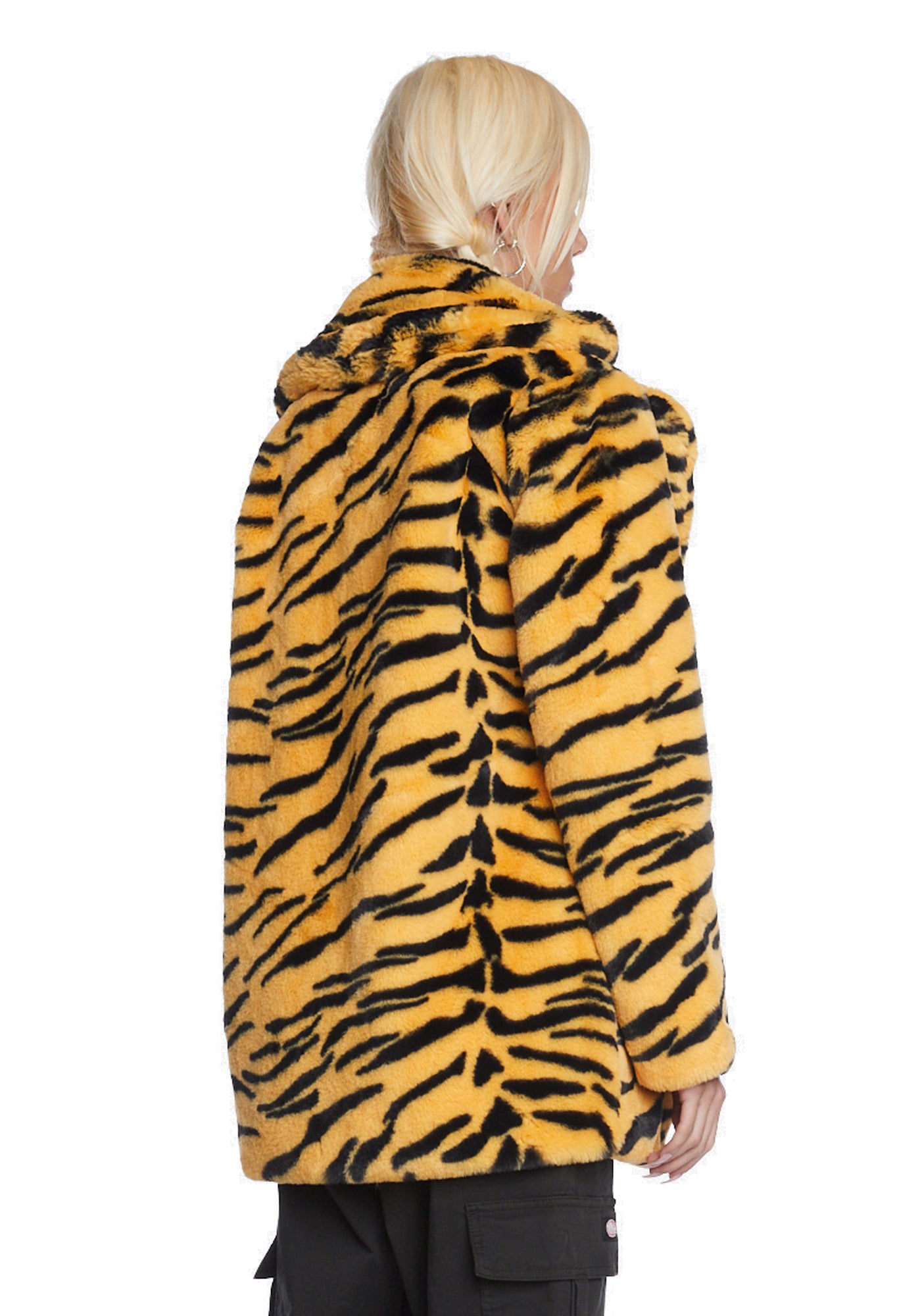 Girlfriend Material Tiger Print Faux Fur Coat - Mustard – Dolls Kill