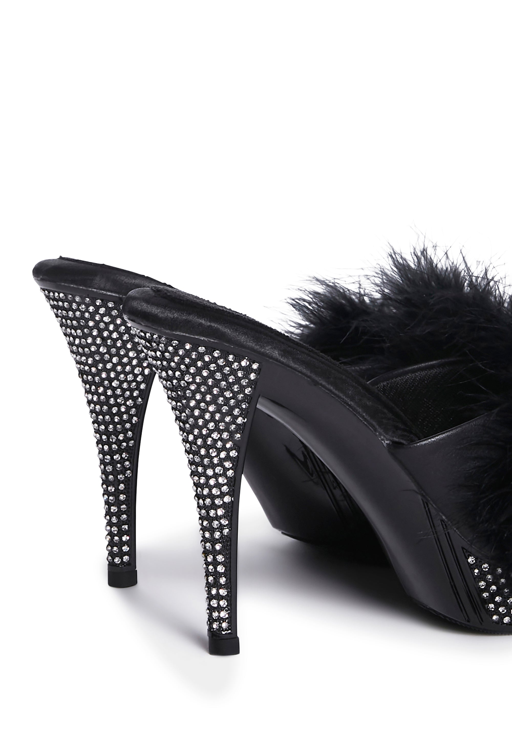 Stiletto Heel Fabulicious Mules Fabulicious Marabou Rhinestone