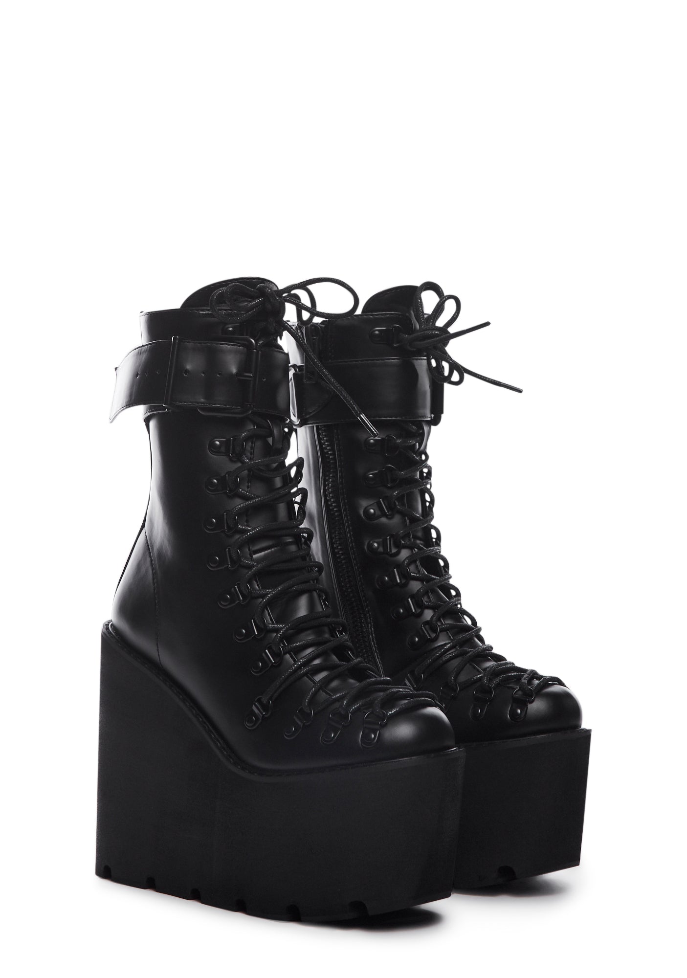 Current Mood Vegan Leather Platform Boots Black Dolls Kill