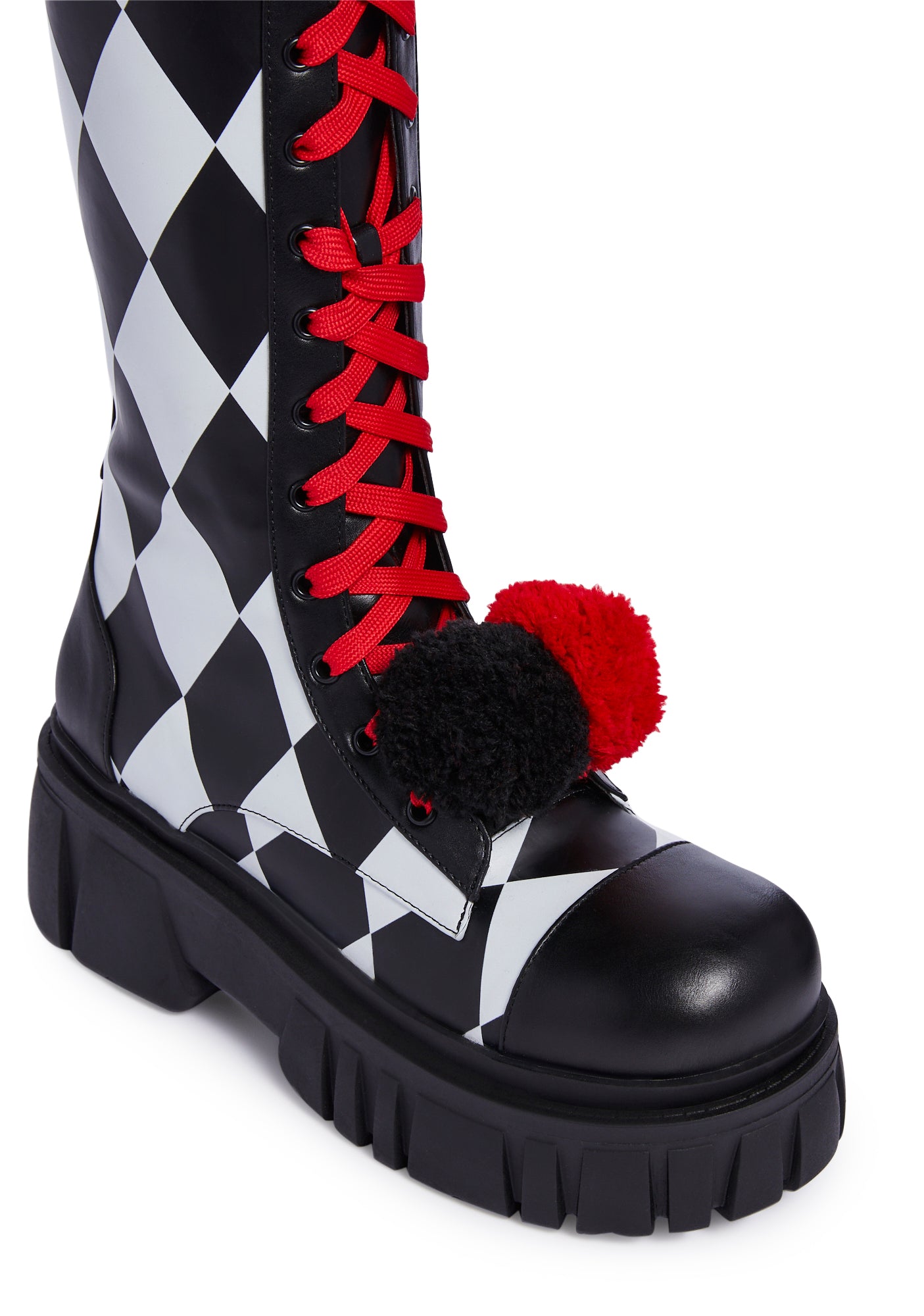 Trickz N Treatz Clown Boots - Black/White/Red – Dolls Kill