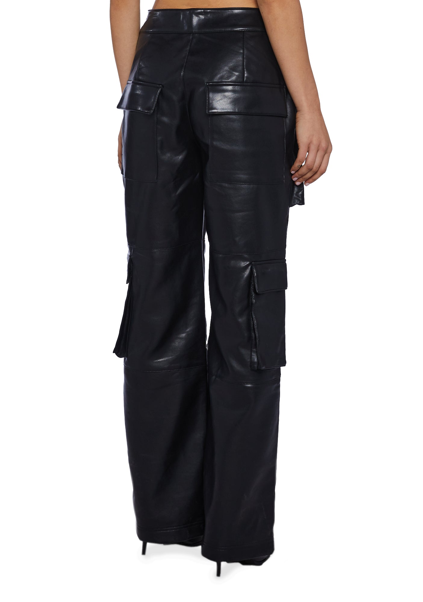 Poster Grl Vegan Leather V Waist Cargo Pants - Black – Dolls Kill