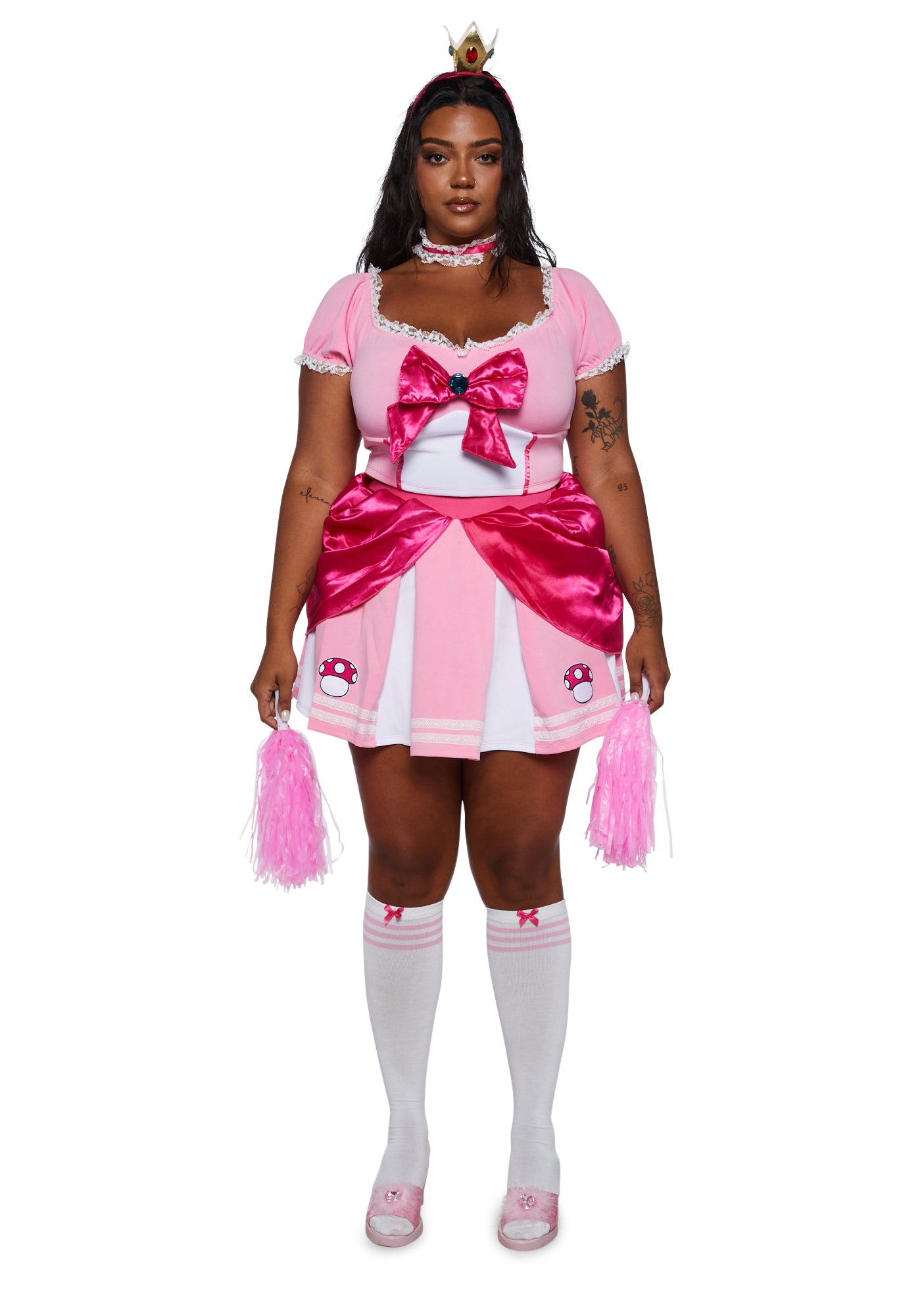Plus Size Trickz N Treatz Video Game Princess Cheerleader Costume - Pink – Dolls Kill
