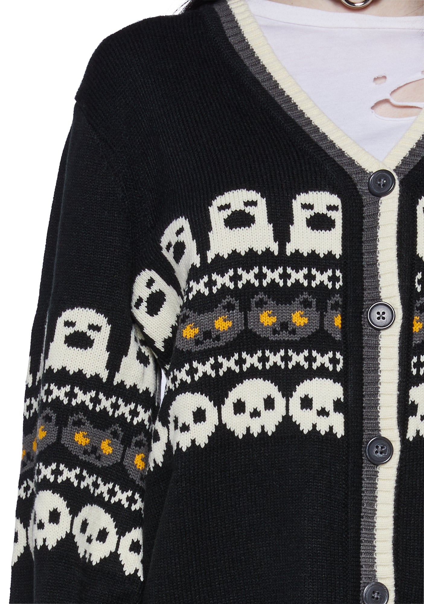 カーディガン TSUMORI CHISATO Ghost Flocky Cardigan Ghost of Creepmas Cardigan – Backstitch Bruja