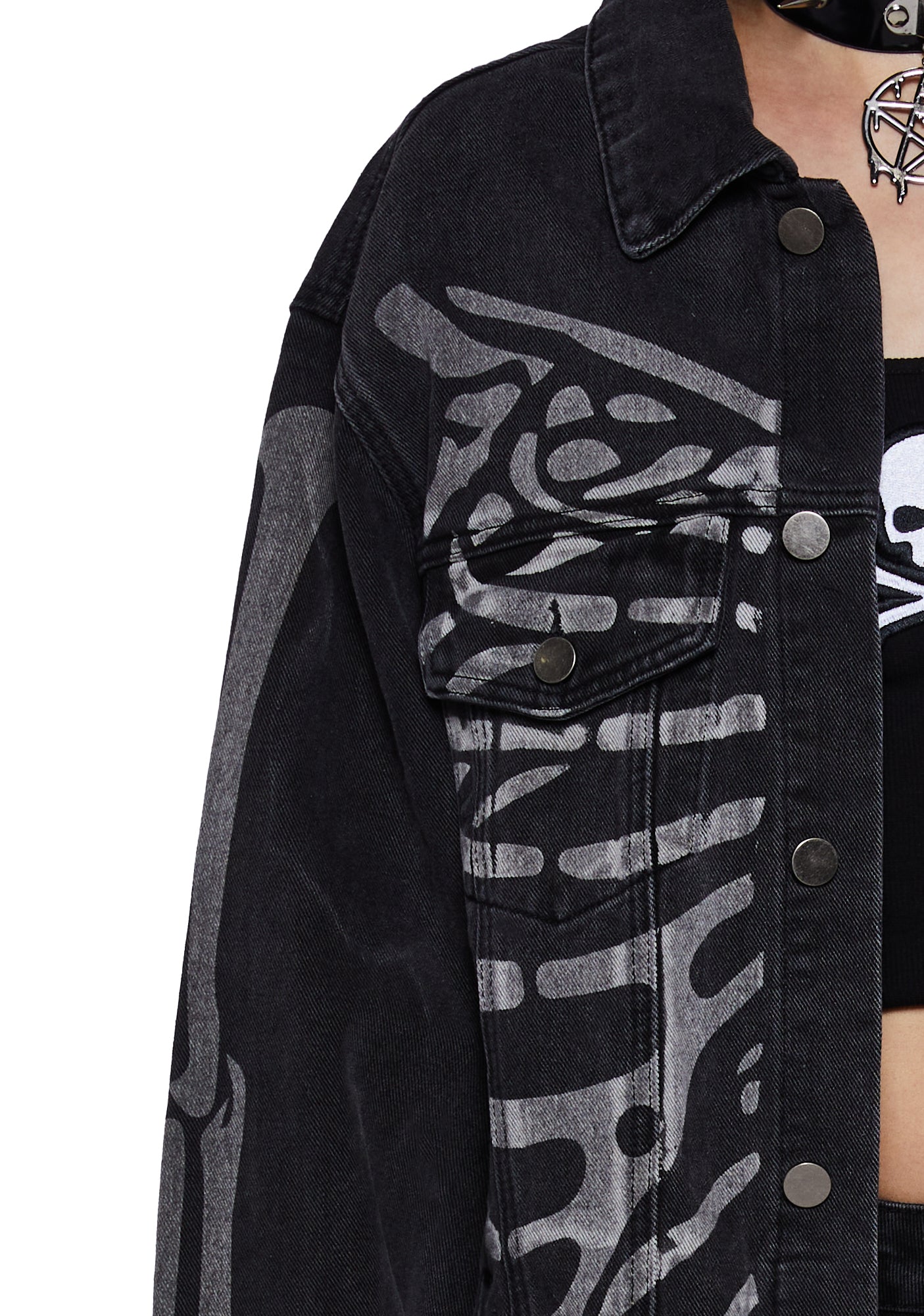 Skeleton jean jacket clearance