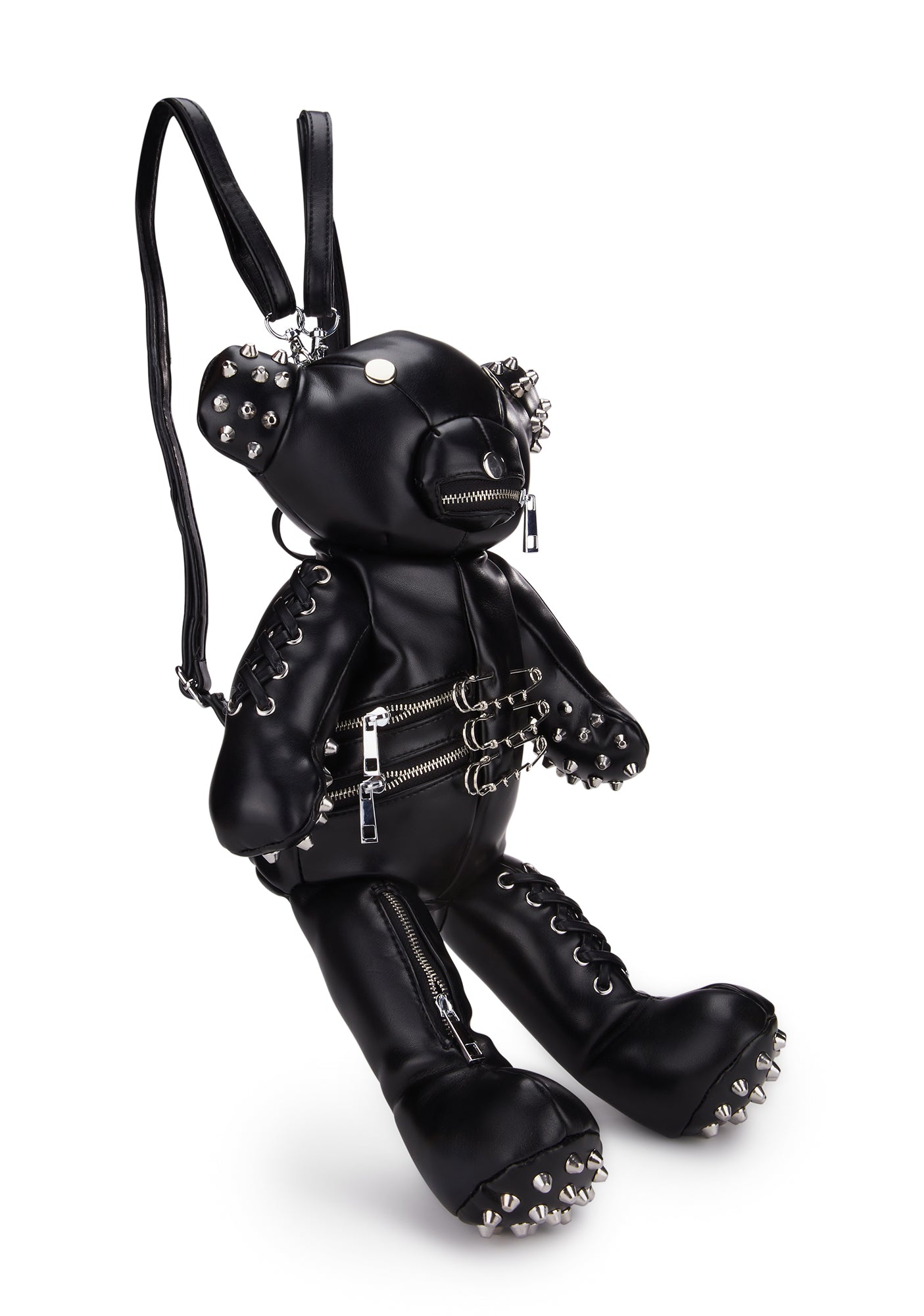 Current Mood Studded Gimp Teddy Bear Backpack - Black – Dolls Kill