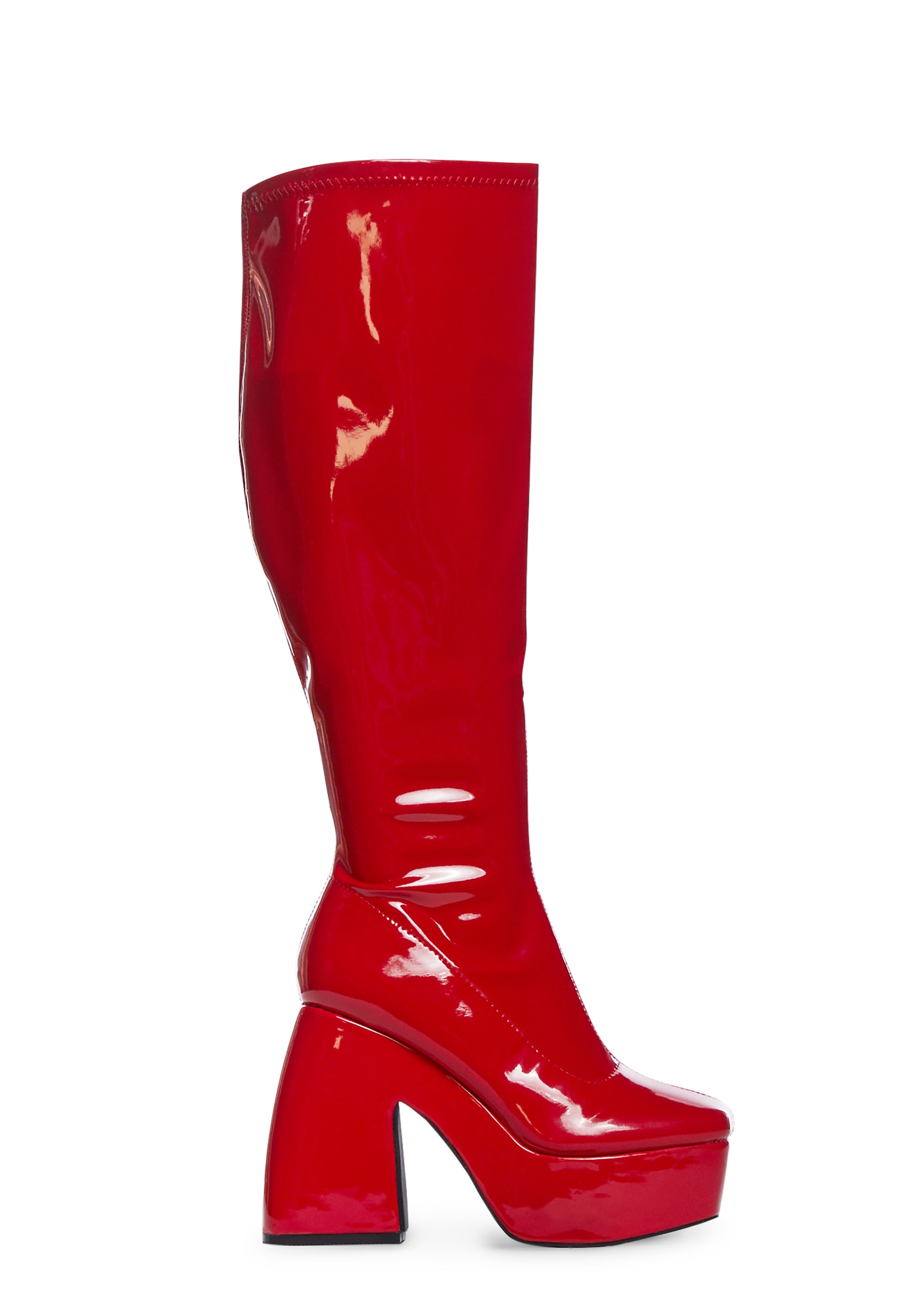 Patent Vinyl Platform Boots - Red – Dolls Kill