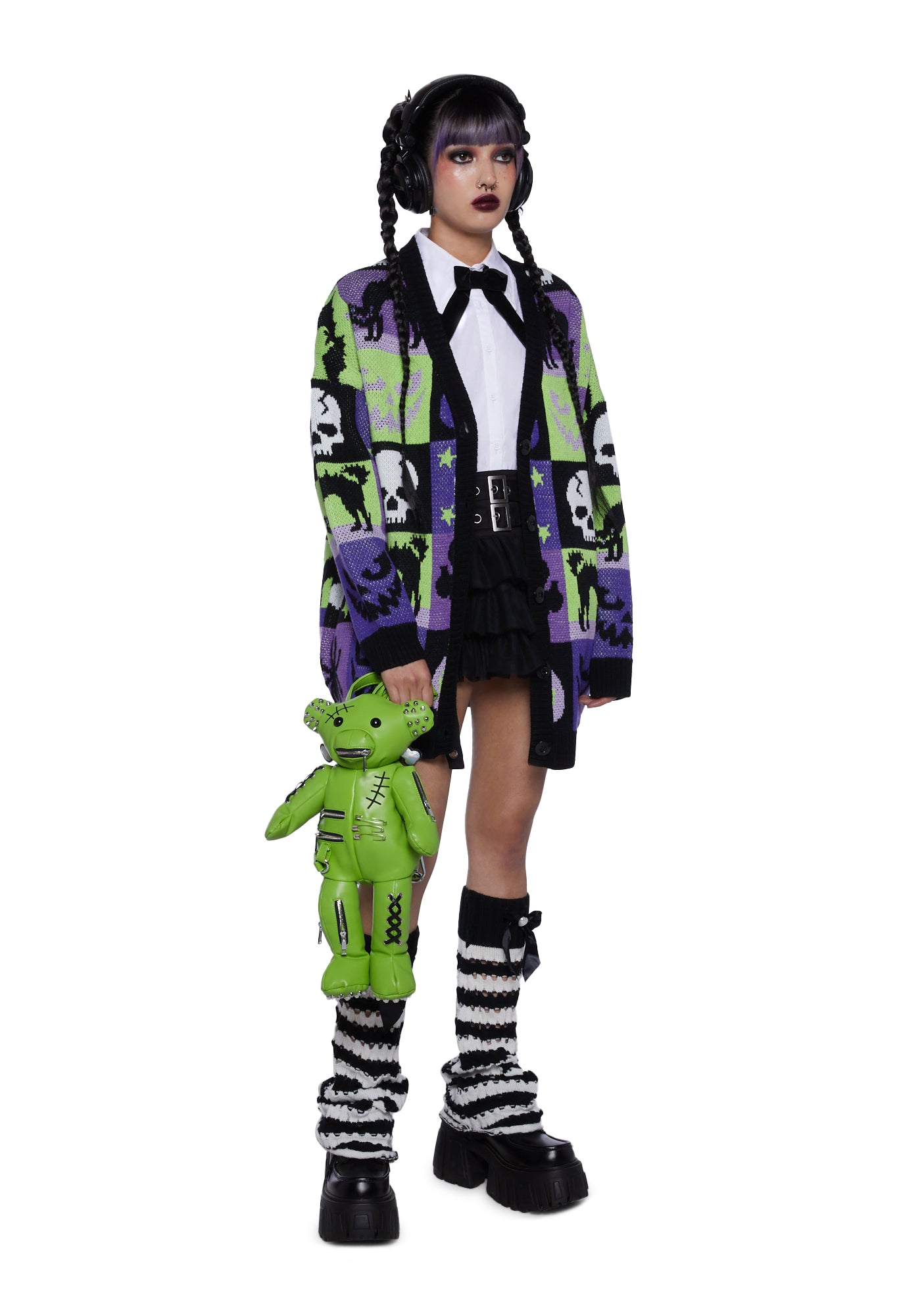 新品タグ付き SILENT AND kirakira cardigan Trickz N Treatz Patchwork Oversized Knit Cardigan – Dolls Kill