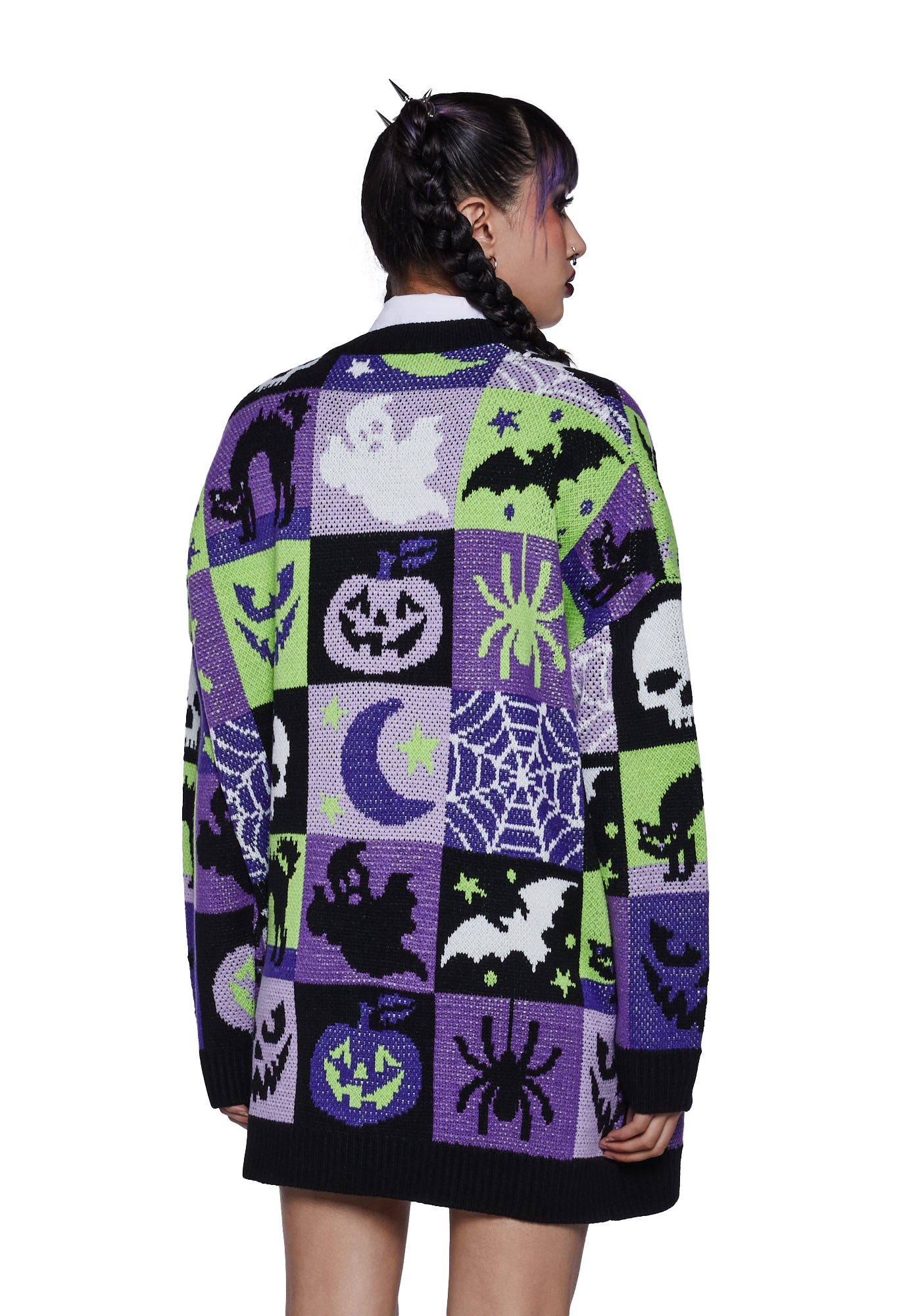 Trickz N Treatz Patchwork Oversized Knit Cardigan – Dolls Kill