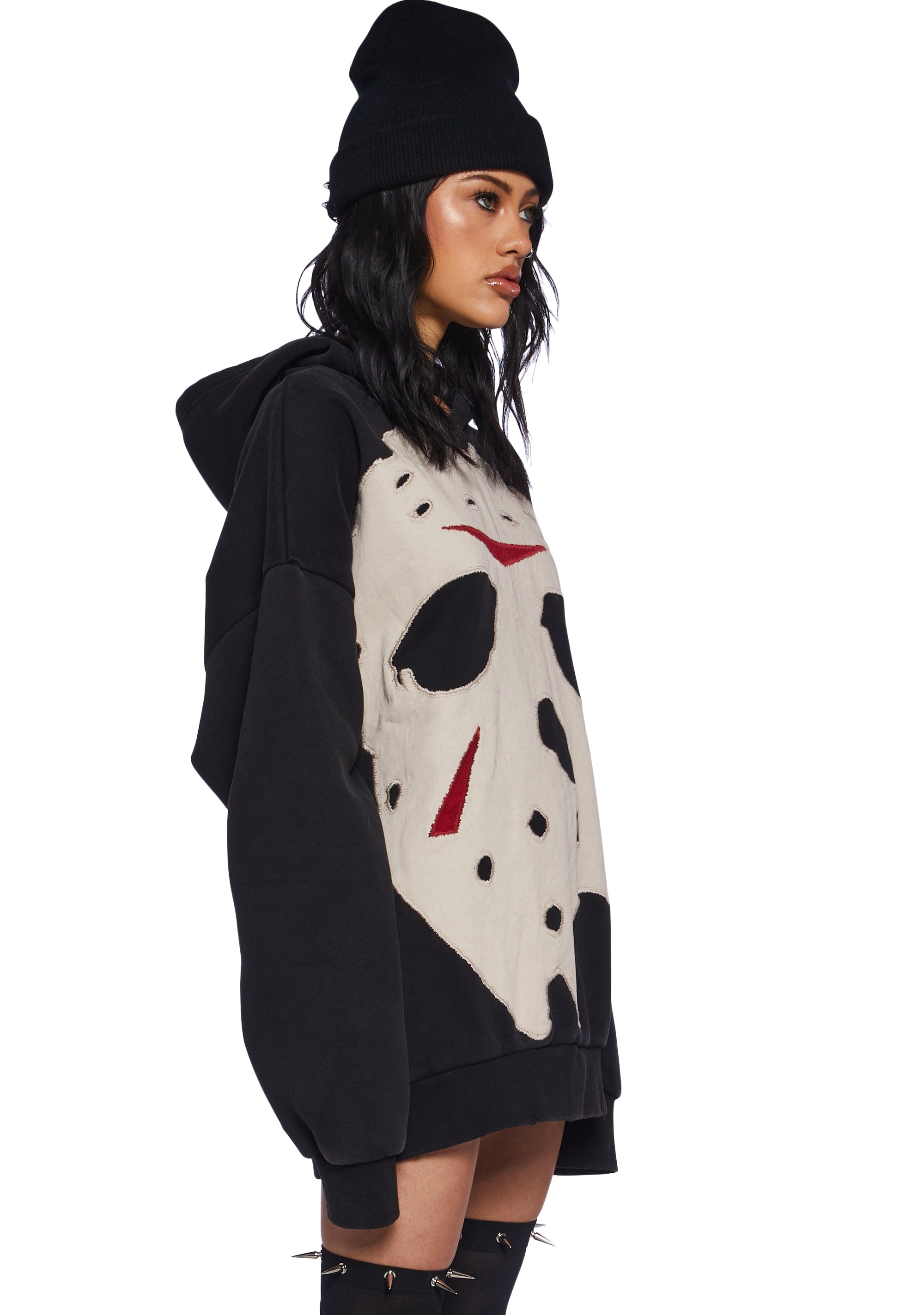 Dolls Kill x WB Horror Jason Mask Applique Oversized Hoodie