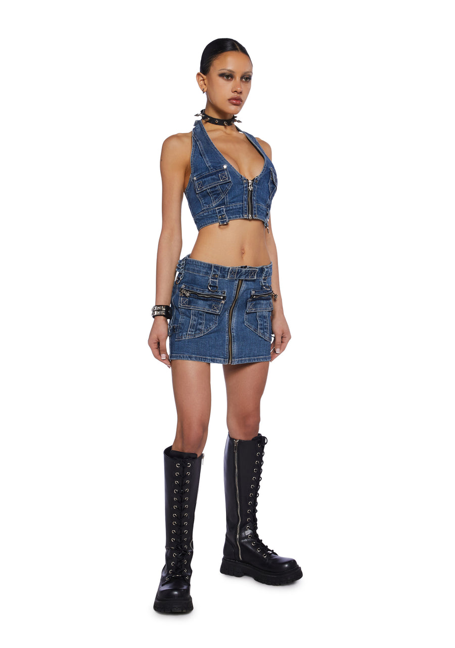 Power Mini Skirt - Blue - alternate