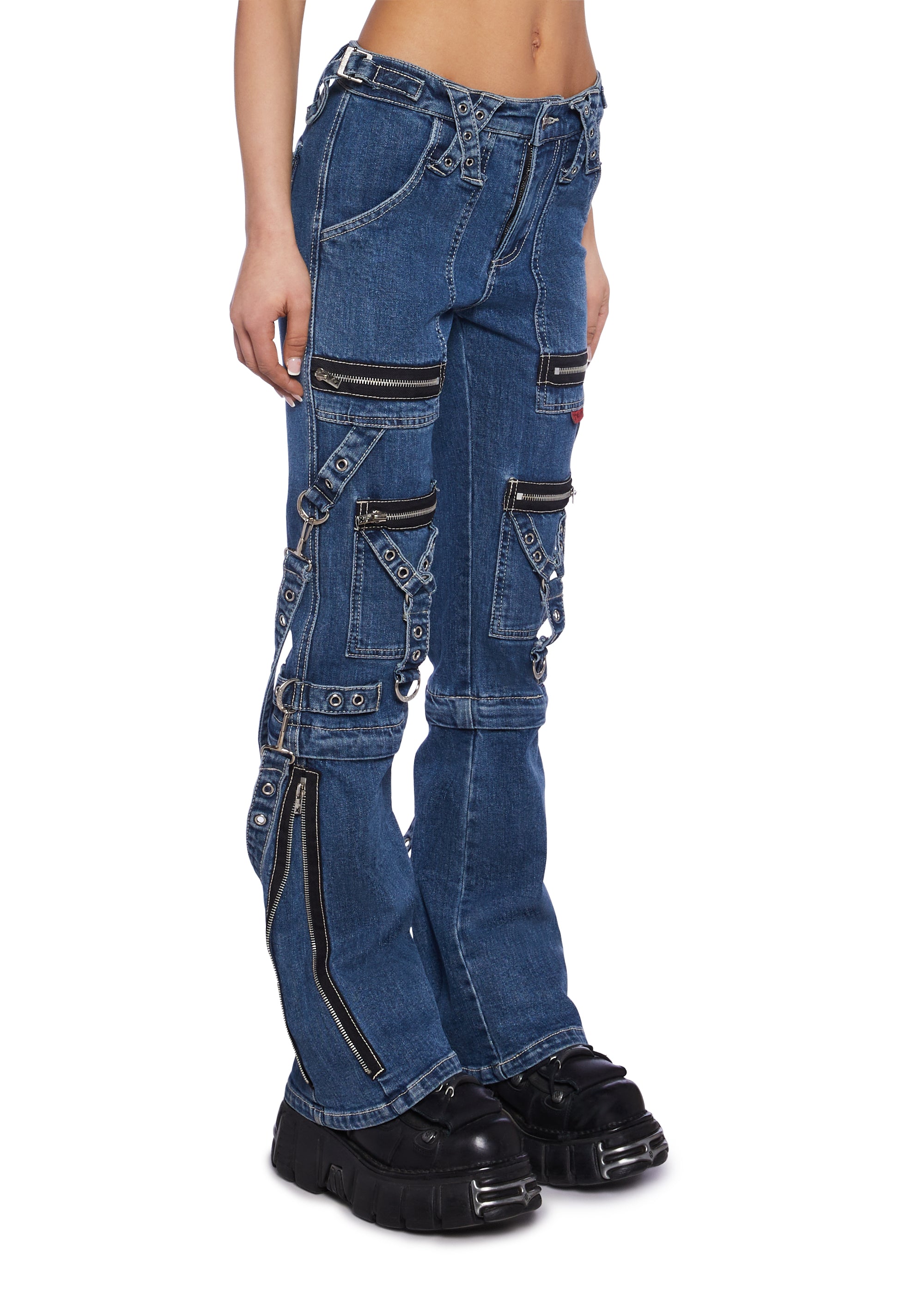 Tripp NYC Zip To Zip Denim Jeans Pants - Blue – Dolls Kill
