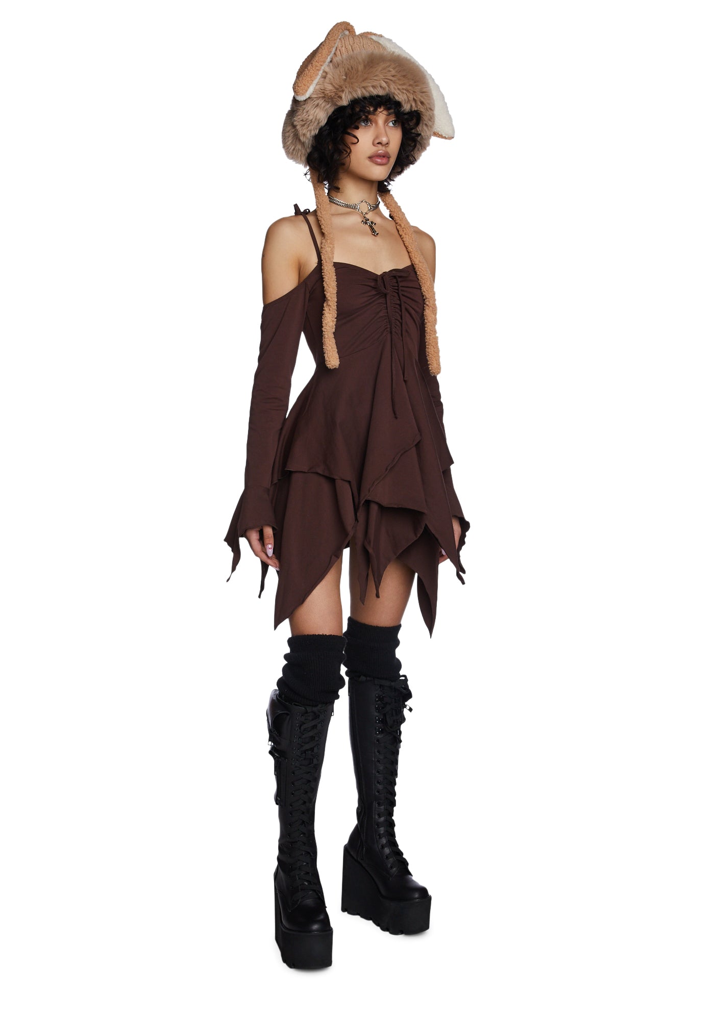 F is For Fairies Handkerchief Dress - Brown