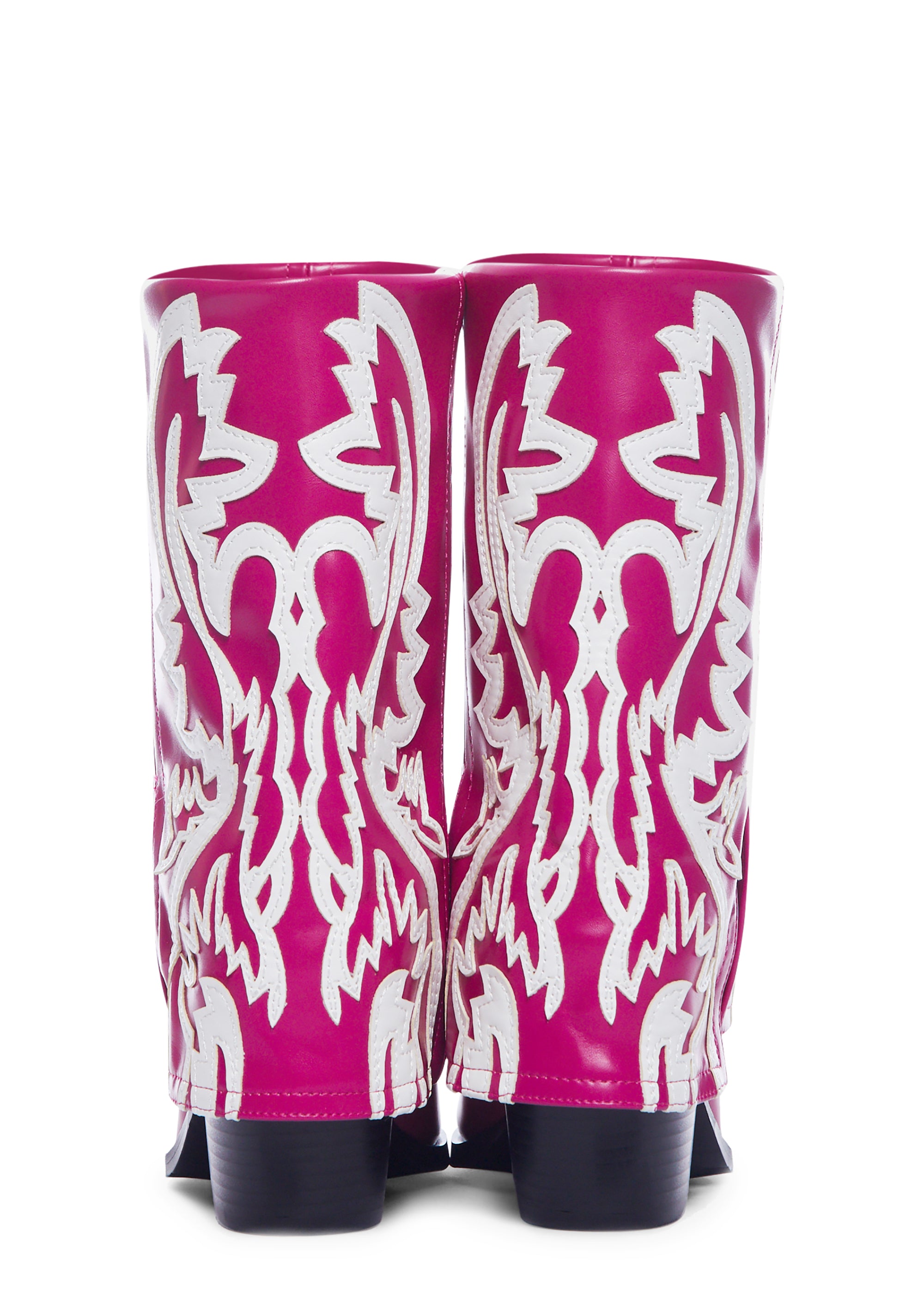 AZALEA WANG Mid-Calf Foldover Cowboy Boots - Pink – Dolls Kill