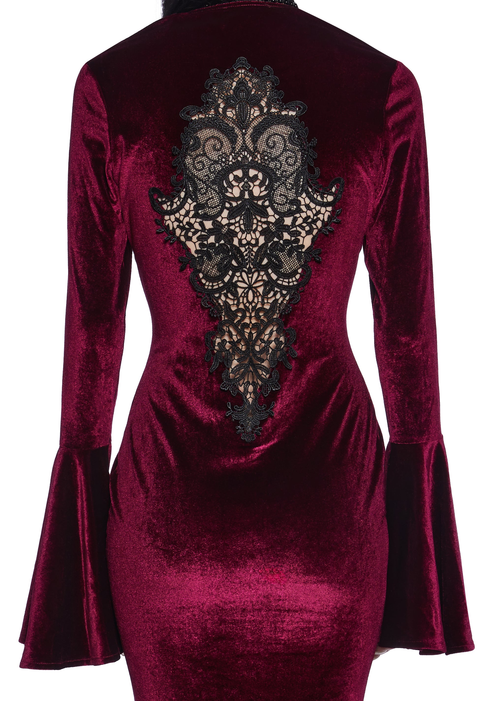 Widow Velour Lace Trim Maxi Dress - Dark Purple – Dolls Kill