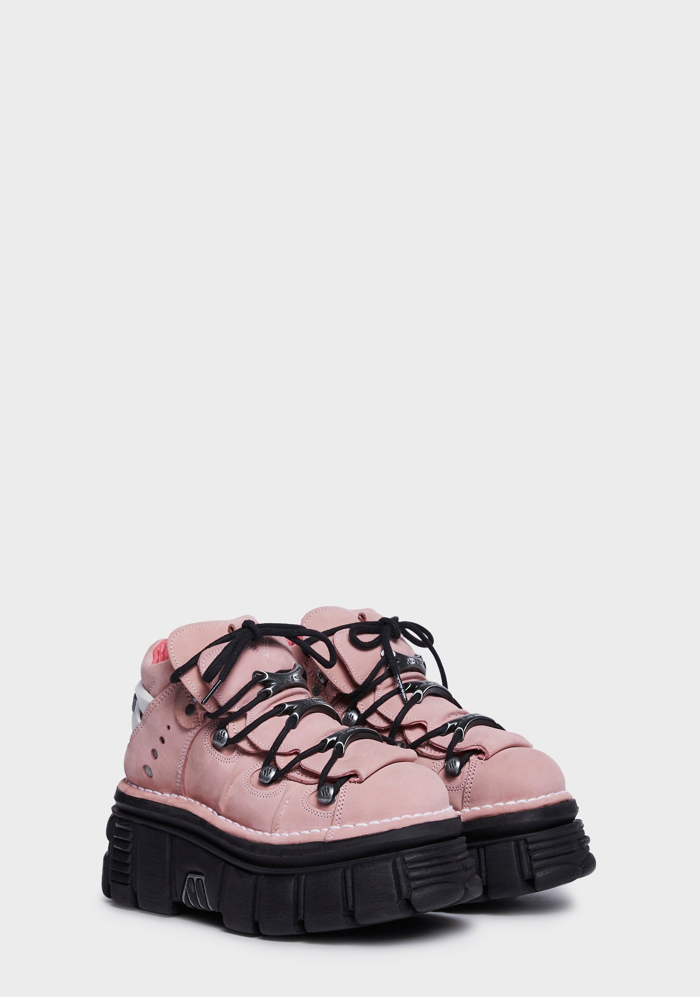 New Rock Pink Leather Chunky Platform Ankle Boots – Dolls Kill