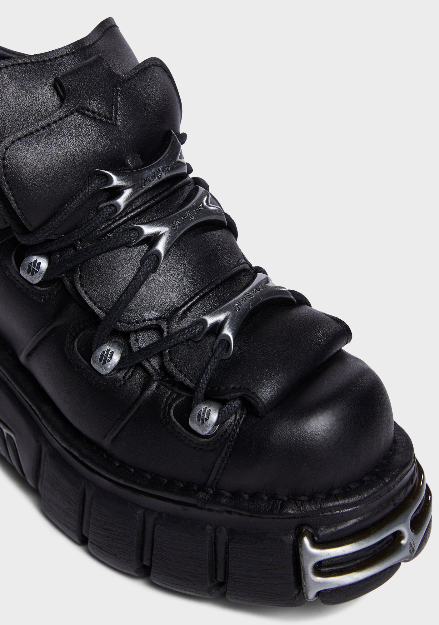 New Rock Leather Low Ankle Combat Boots - Black – Dolls Kill