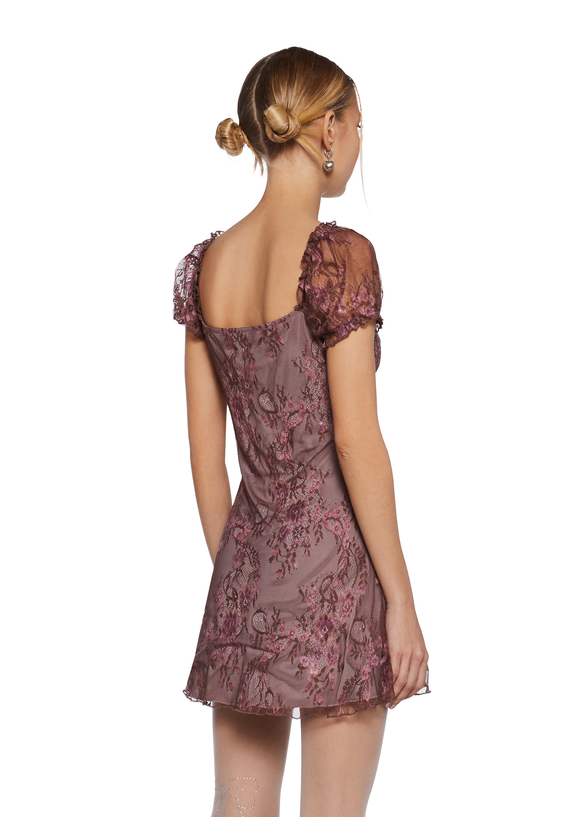 dELiA s by Dolls KillFloral Lace Overlay Mini Dress Mauve