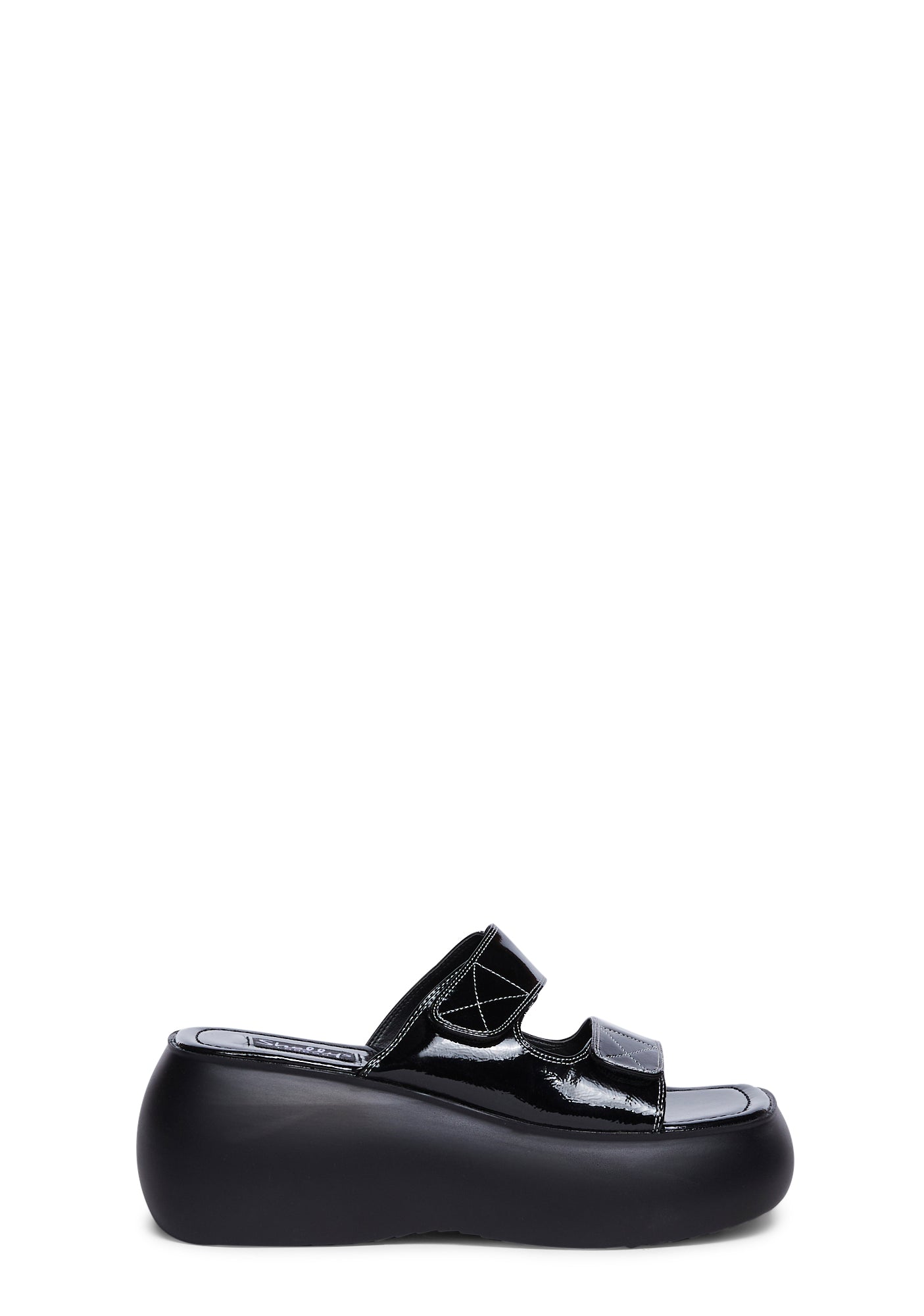 Shellys London Patent Double Strap Platform Slide Sandals - Black ...