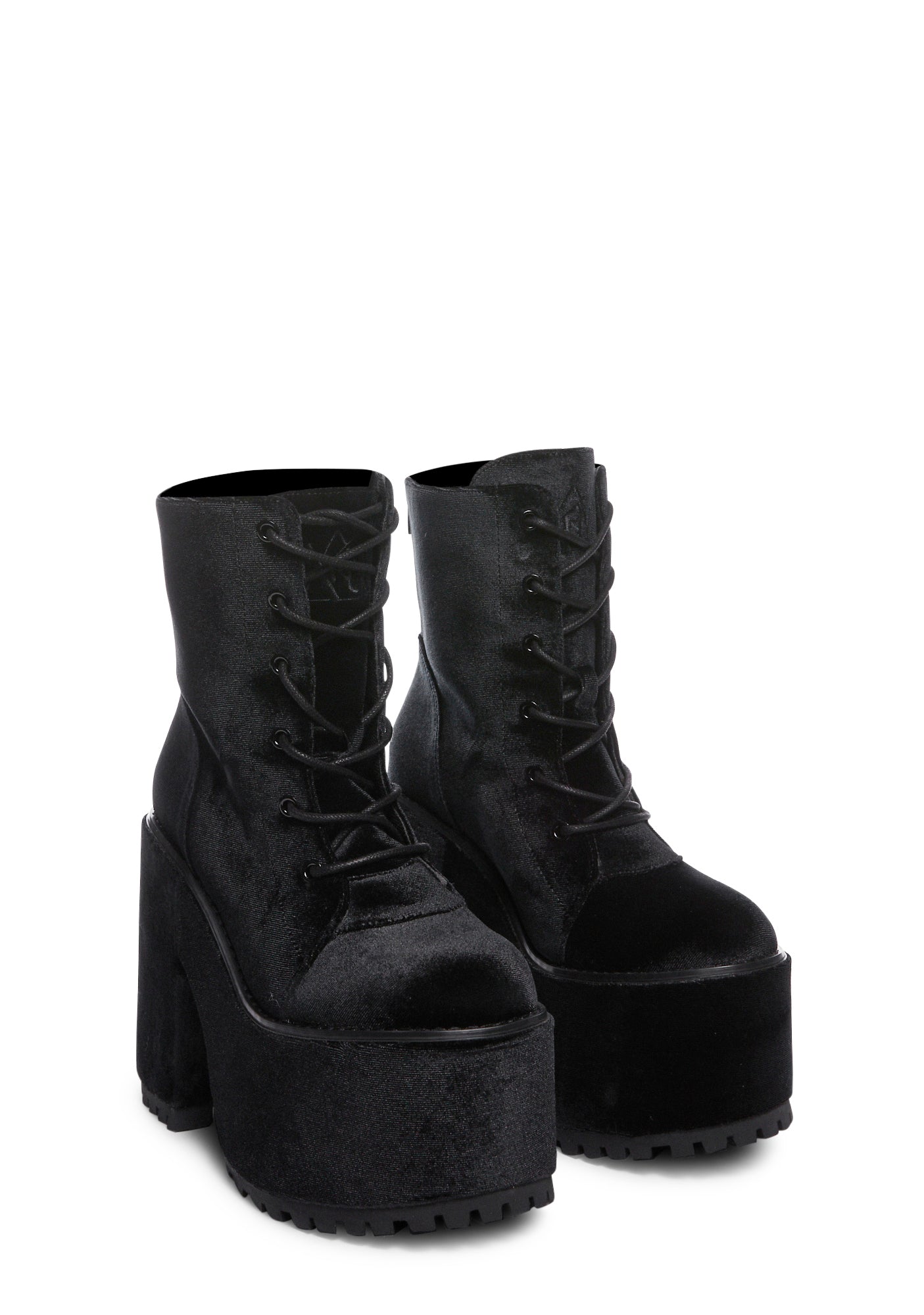 Y.R.U. Velvet Platform Boots Black Dolls Kill