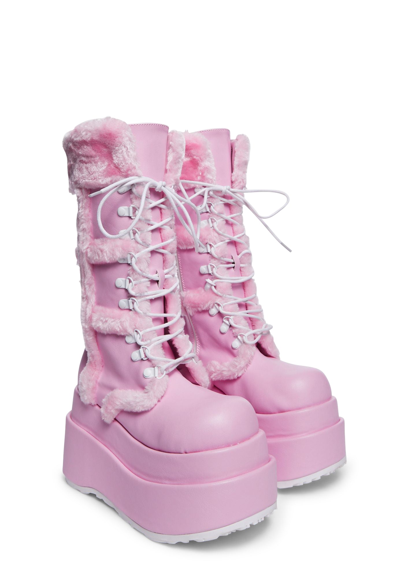 Club Exx Faux Fur Wedge Platform Boots - Hot Pink – Dolls Kill
