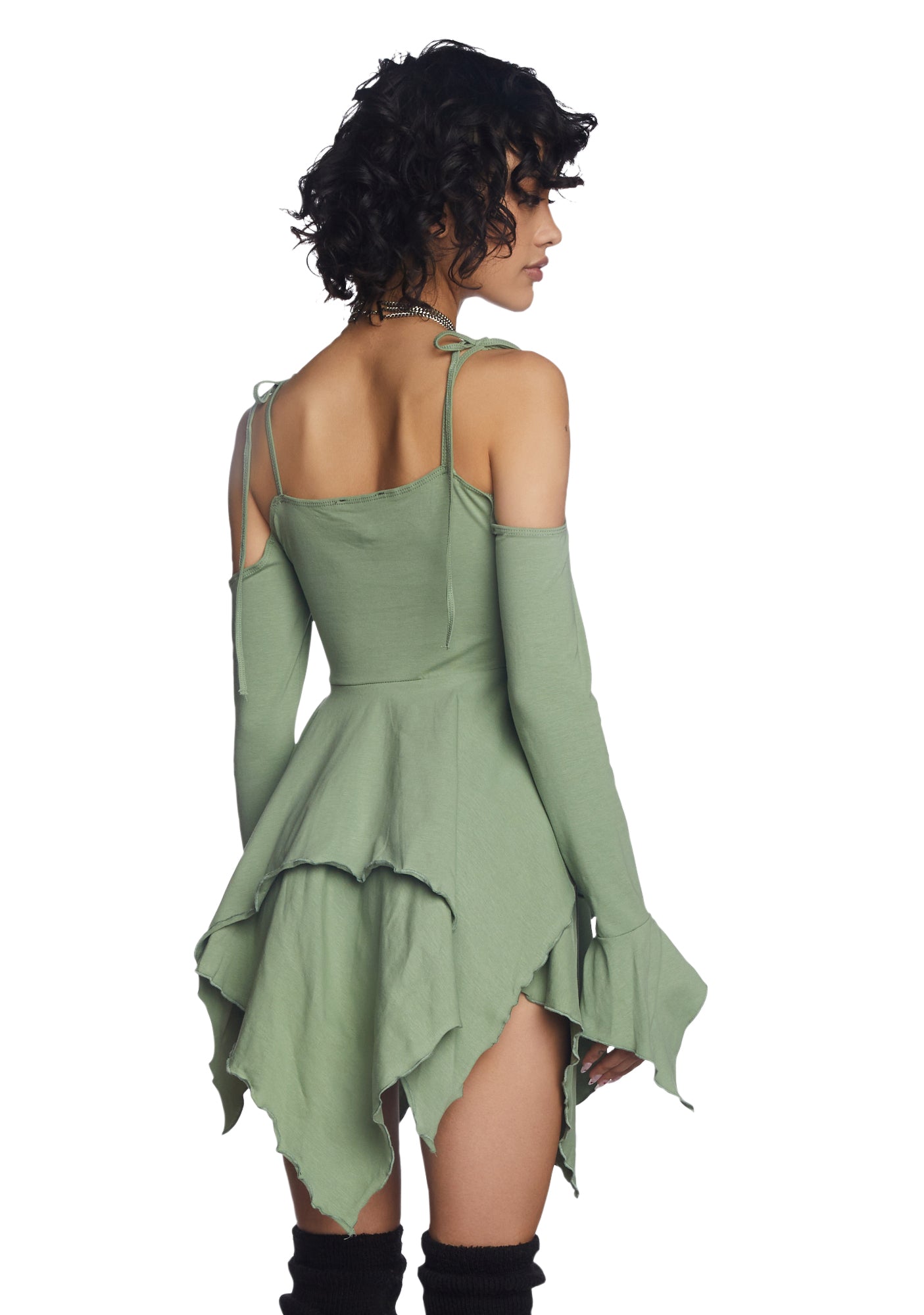 f is for fairy dress Current Mood Off The Shoulder Handkerchief Velvet Mini Dress