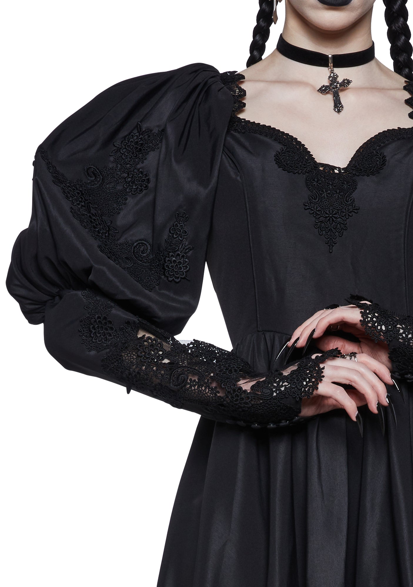 slain puff sleeve corset midi dress Widow Puff Sleeve Tiered Midi Dress