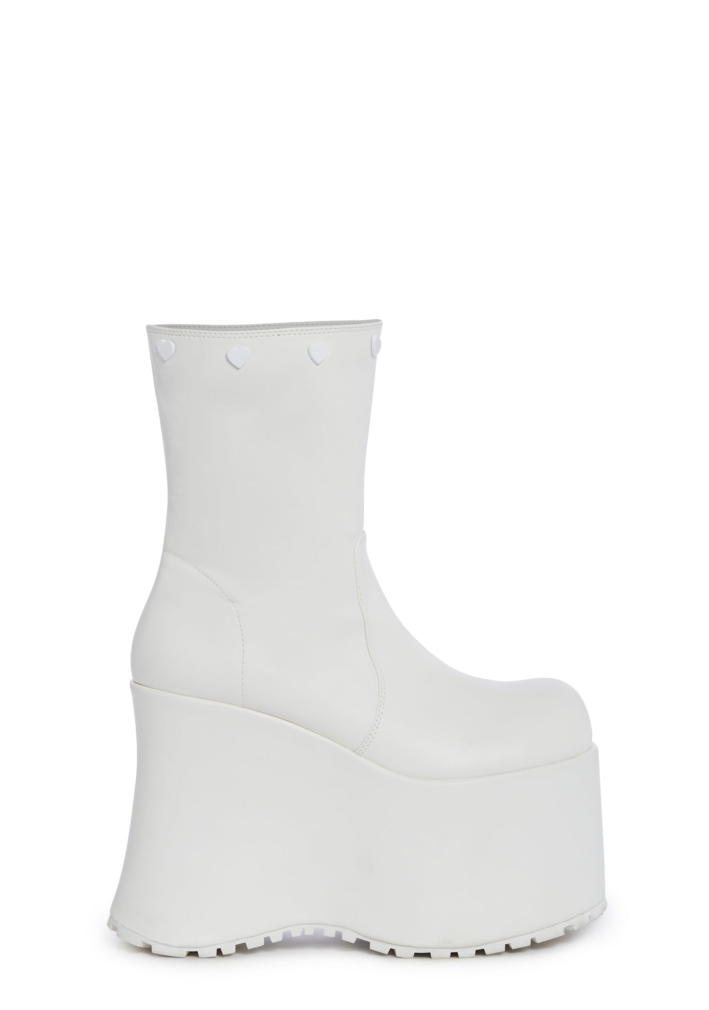 Sugar Thrillz Leg Warmer Plush Heart Platform Boots White/Multi