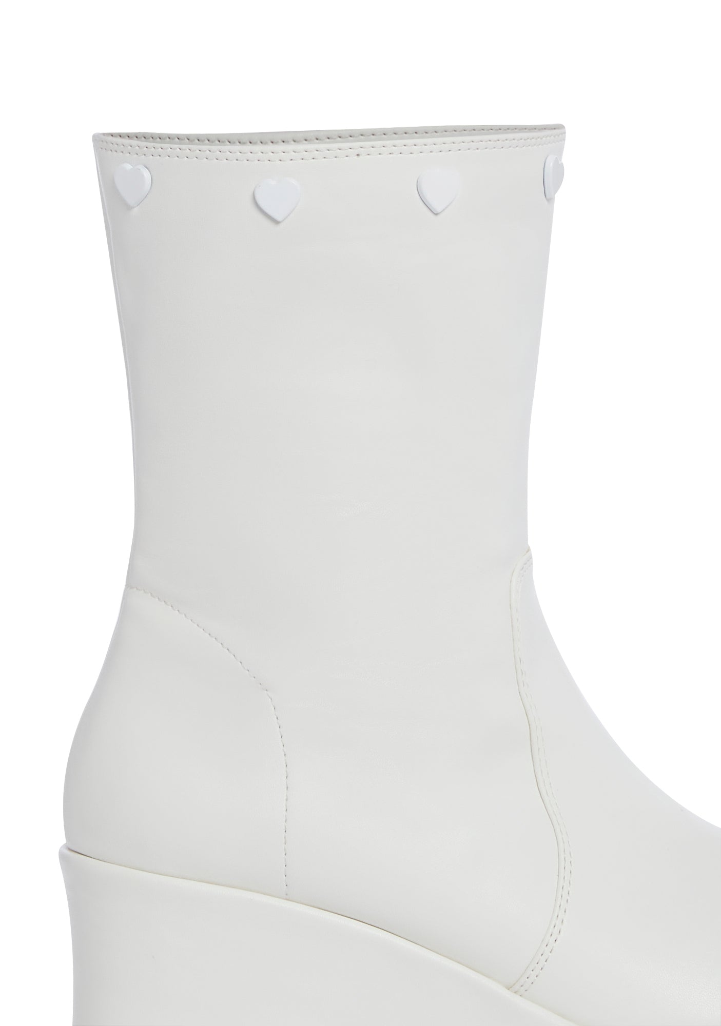 Sugar Thrillz Leg Warmer Plush Heart Platform Boots - White/Multi