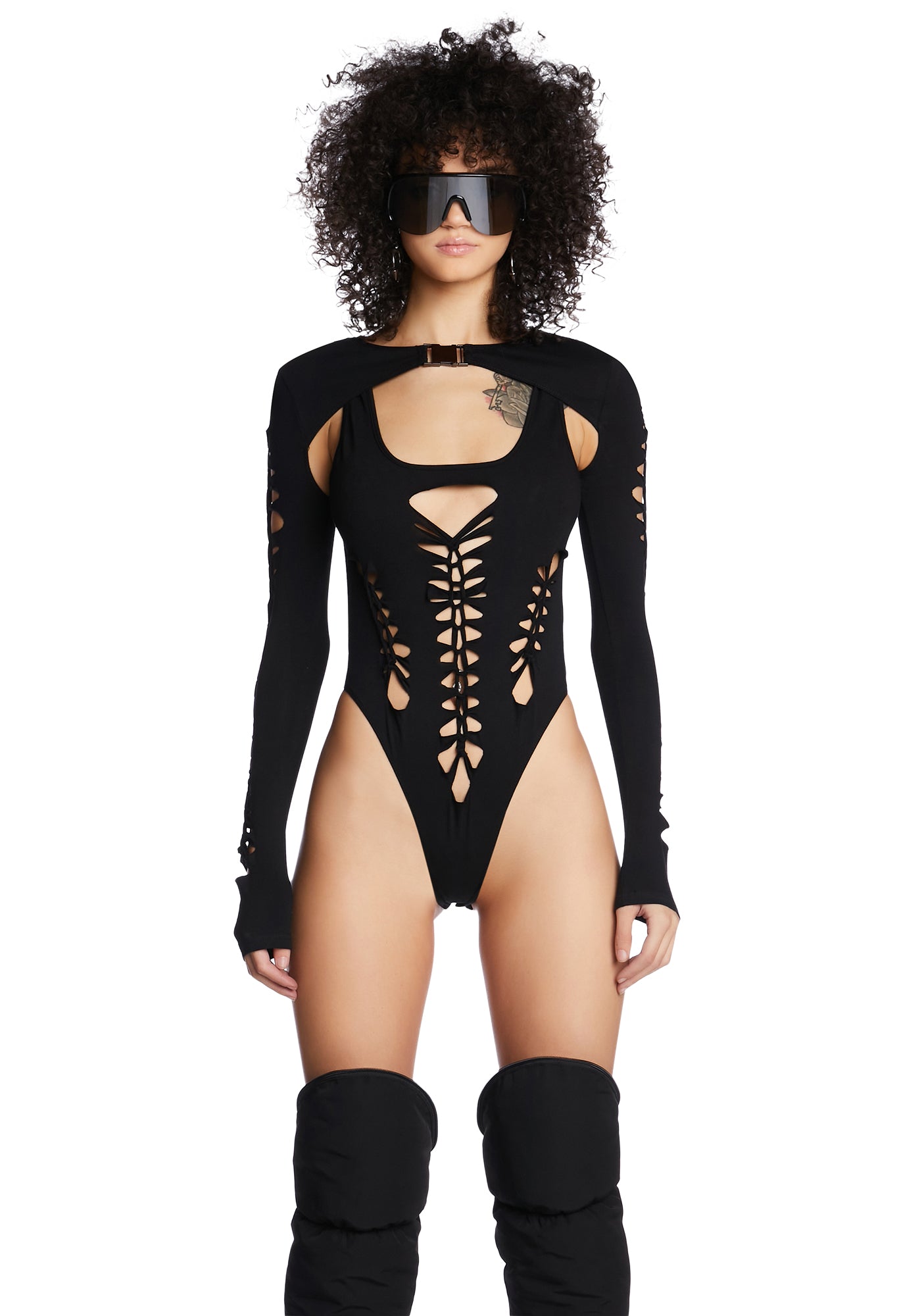 Insighting Ribbon Bodysuit And Shrug