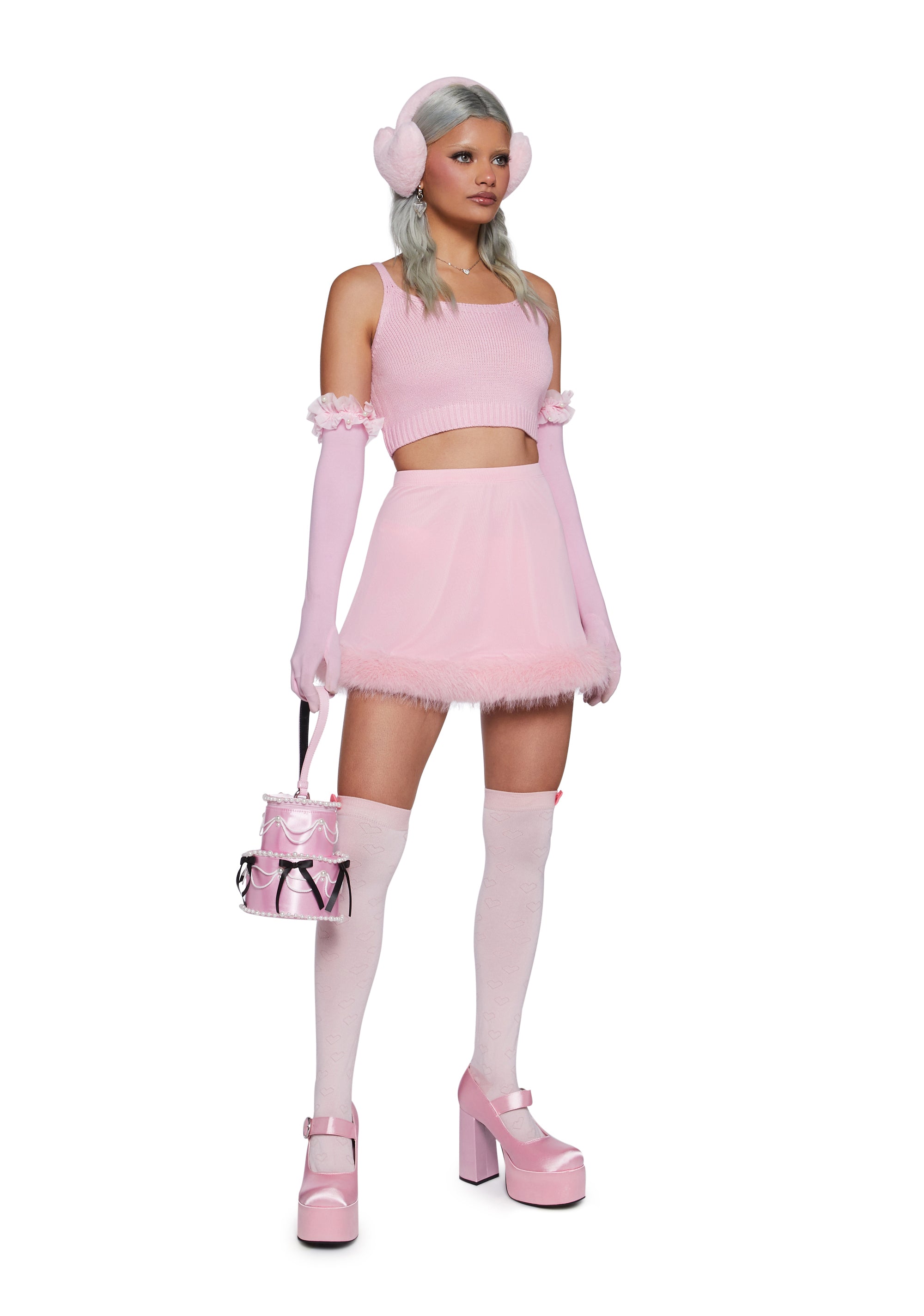 Sugar Thrillz Mesh Faux Fur Mini Skirt - Pink – Dolls Kill