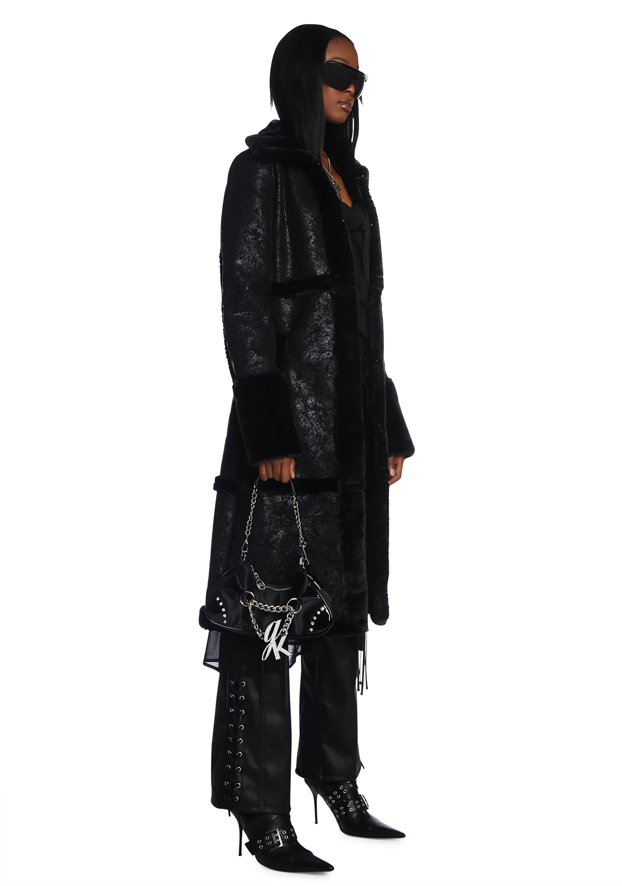 スーパーコピー 激安 - ブランドコピー代引き高品質専門店 - Coat Midi Lined Fur Faux Kiss Generation Black Kill Dolls – ジャケット・アウター