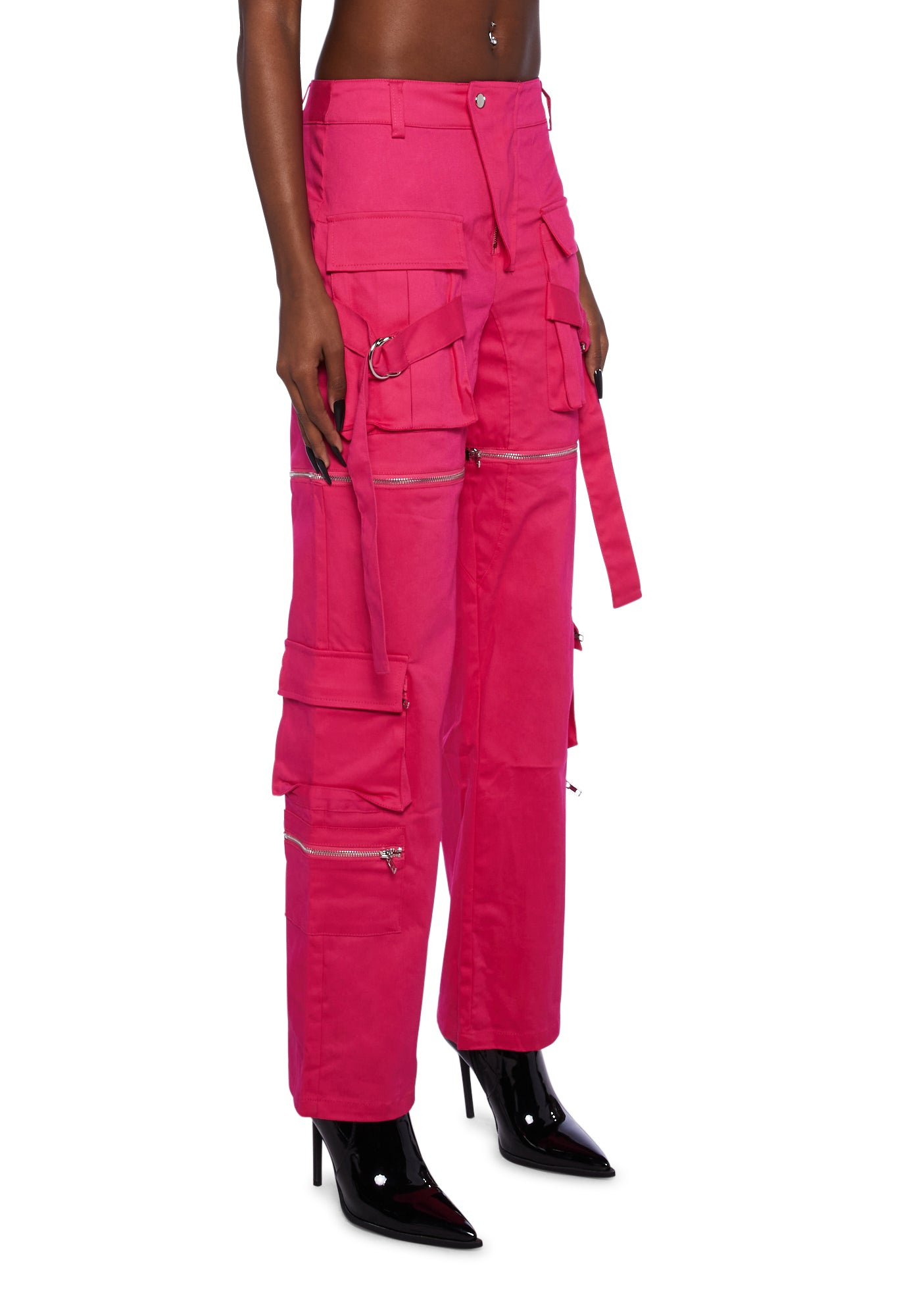 Pink Stars Suspender Girls Cargo Pants