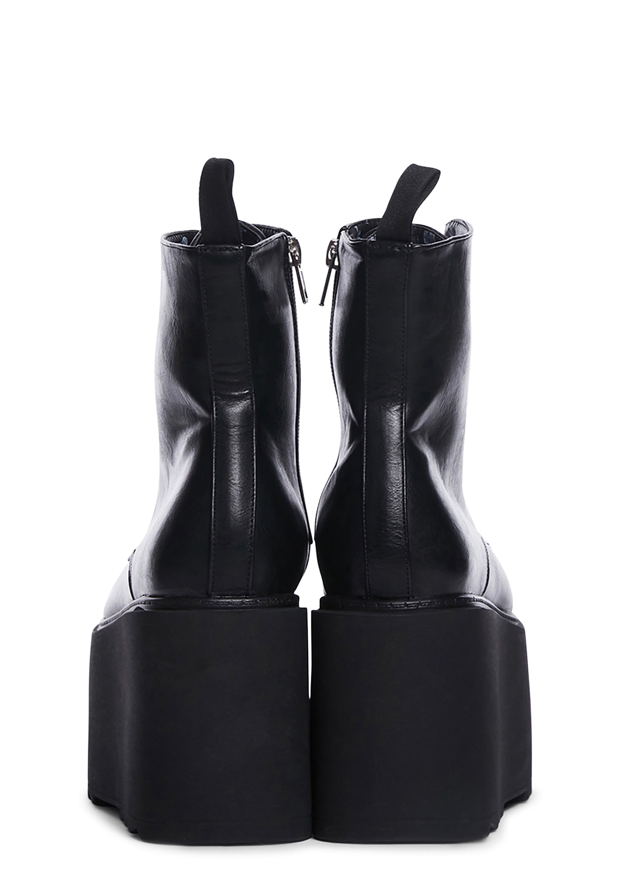 Lamoda Wedge Platform Combat Boots Black – Dolls Kill