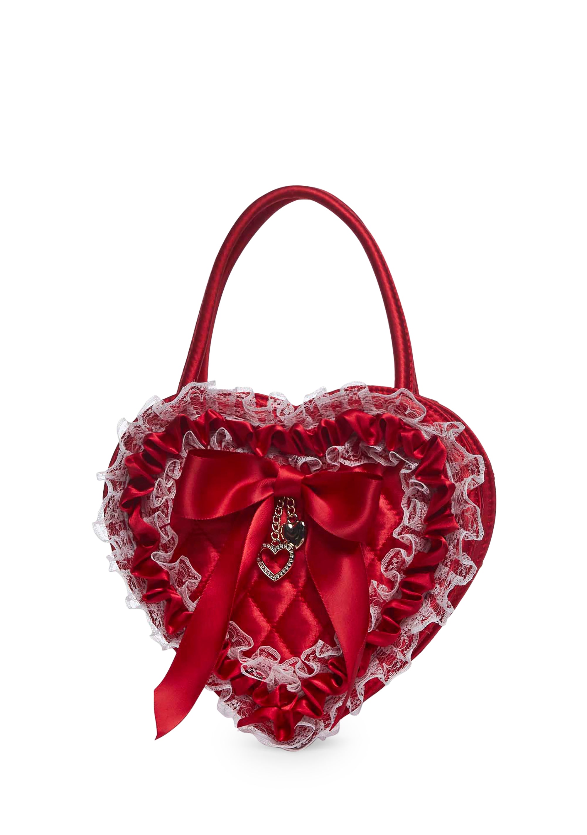 Sugar Thrillz Heart Shaped Satin Lace Handbag - Red – Dolls Kill