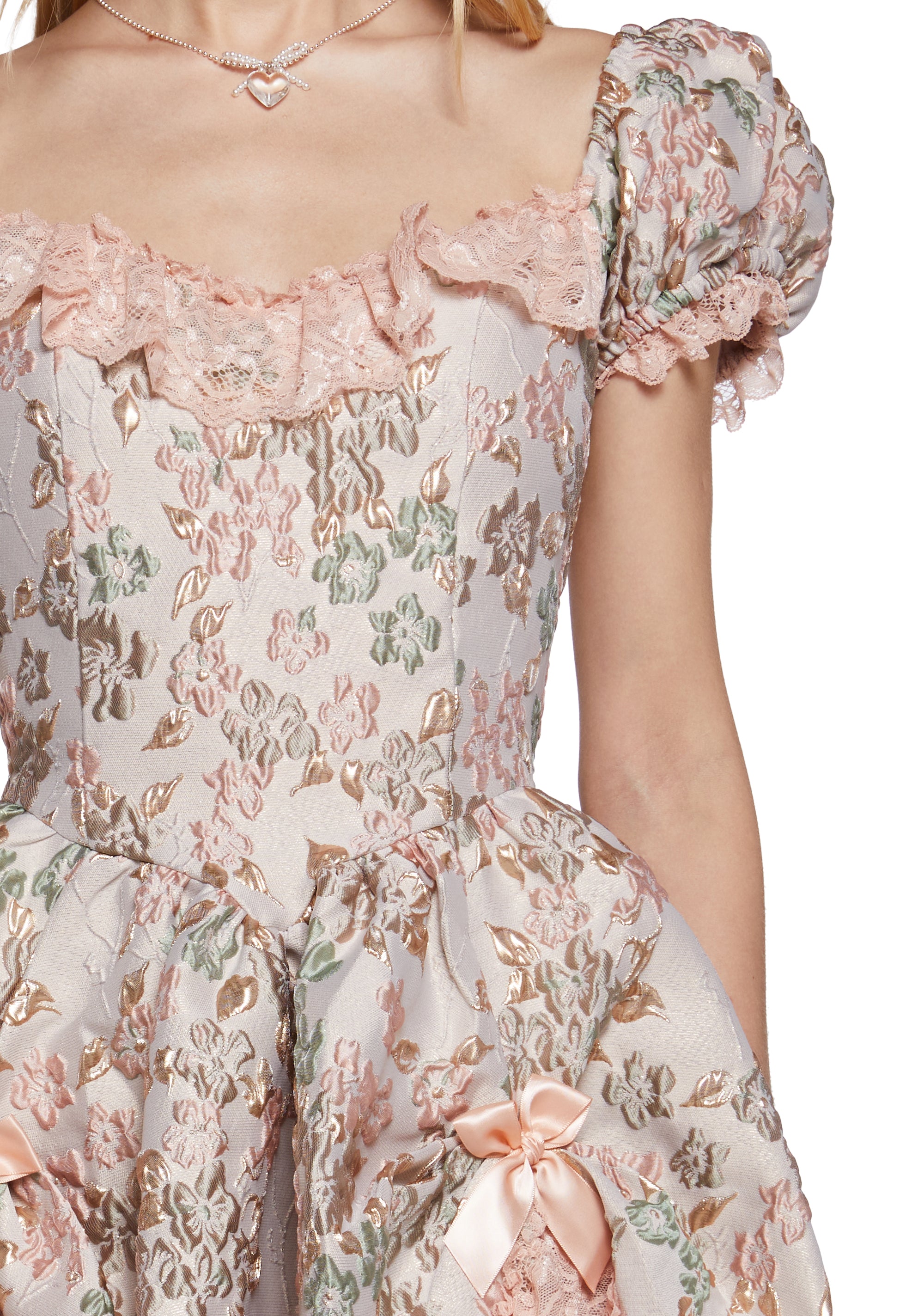 Tea And Circumstance Brocade Mini Dress - Pink
