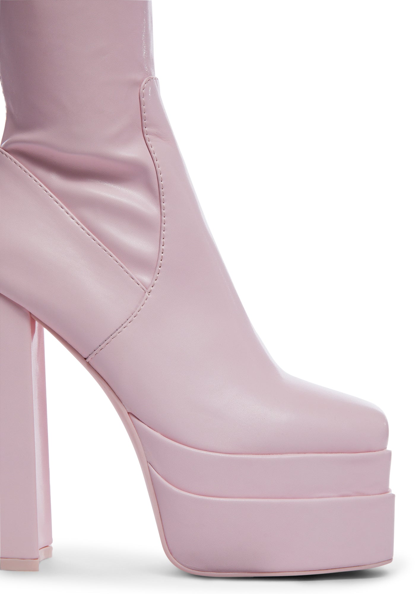 AZALEA WANG Vegan Leather Stacked Platform Knee High Boot Heels - Pink –  Dolls Kill