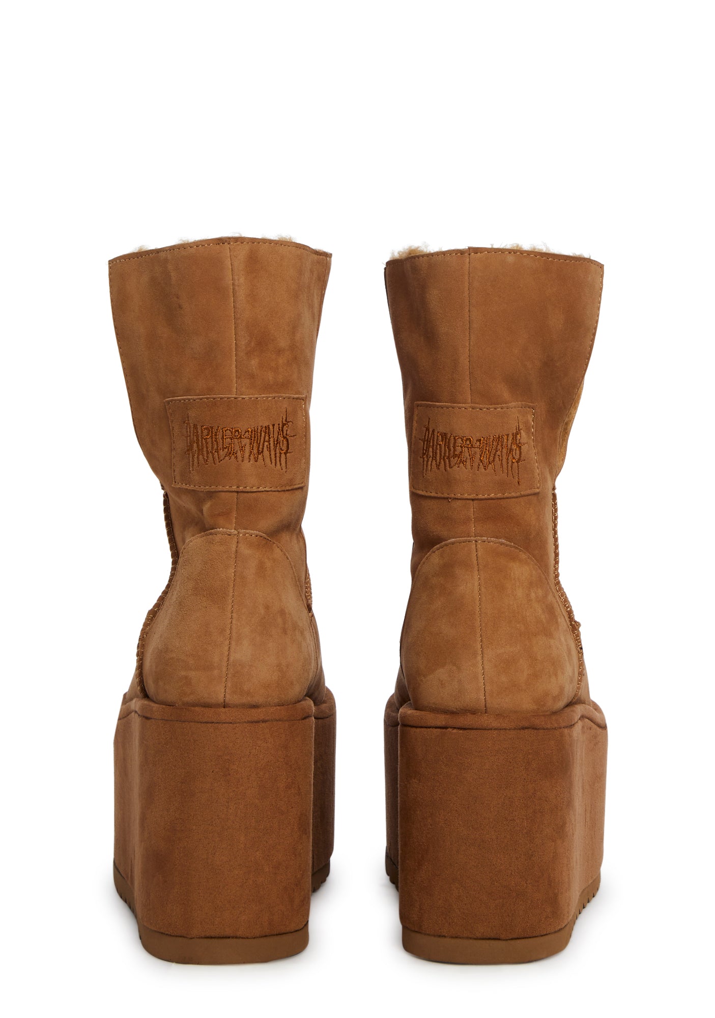 Darker Wavs Suede Platform Boots With Fleece Lining Brown Dolls Kill