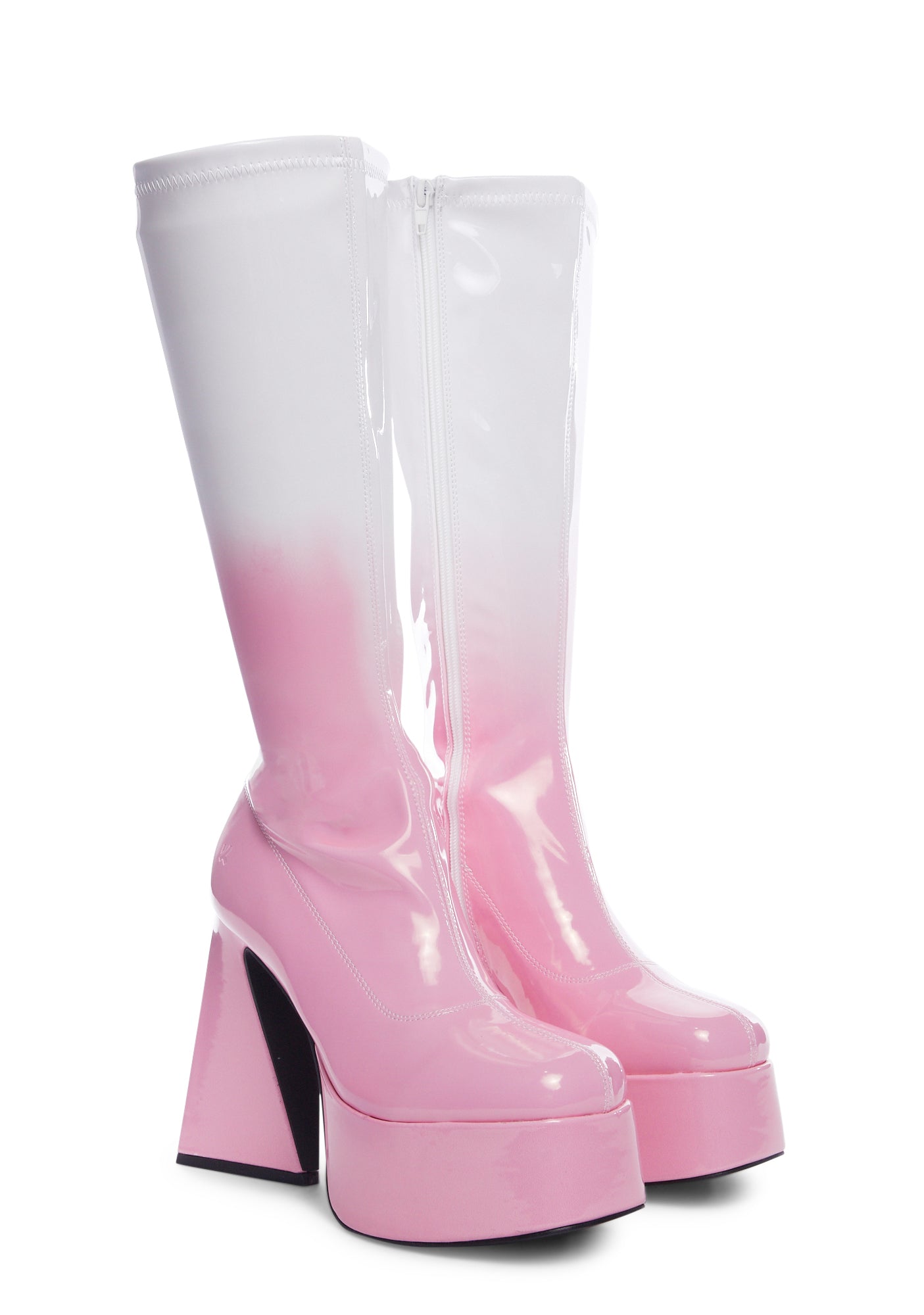Koi Footwear Patent High Platform Heel Boots - Pink/Ombre