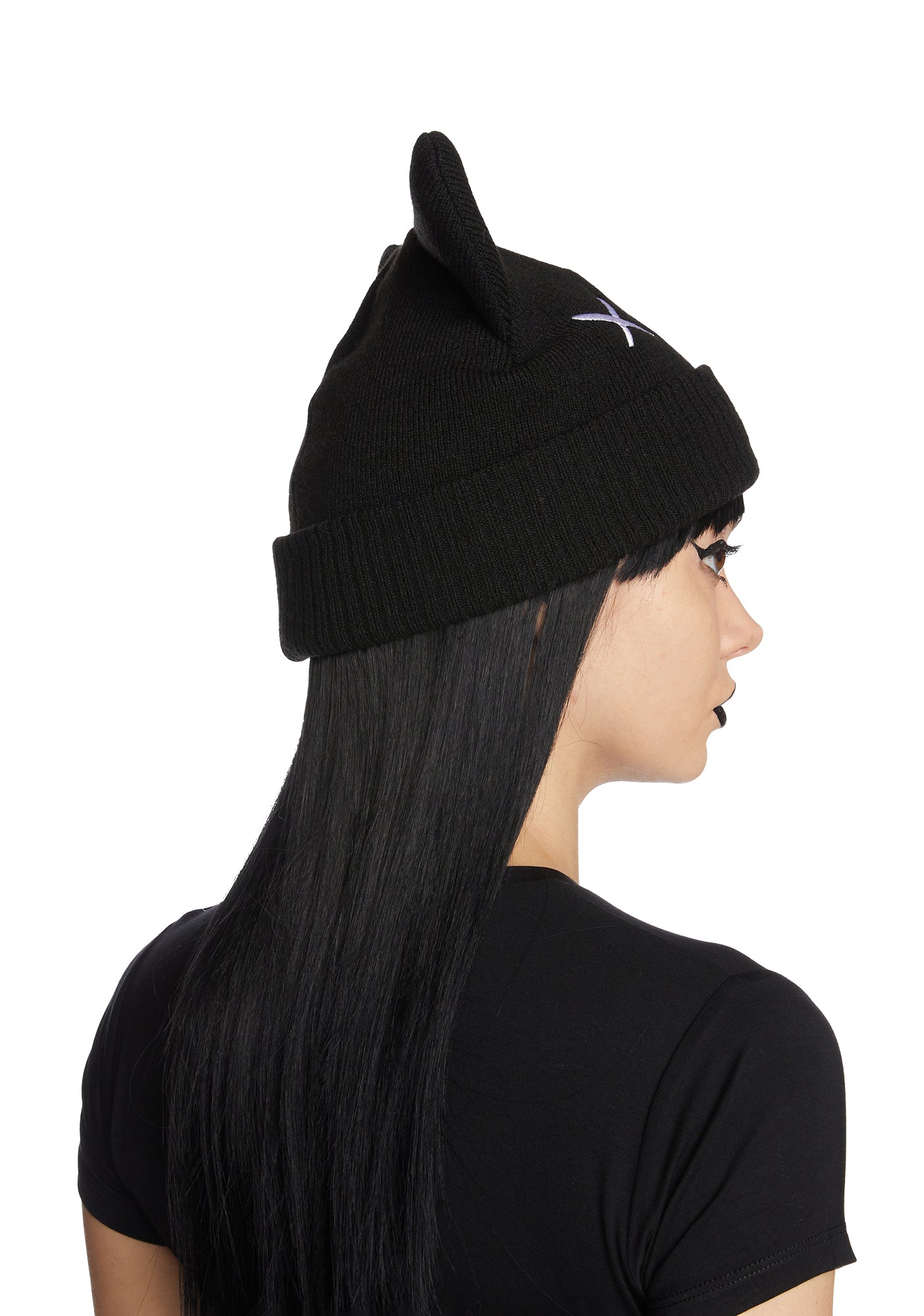 Dolls Kill x Emily The StrangeMiles Cat Kitten Beanie - Black