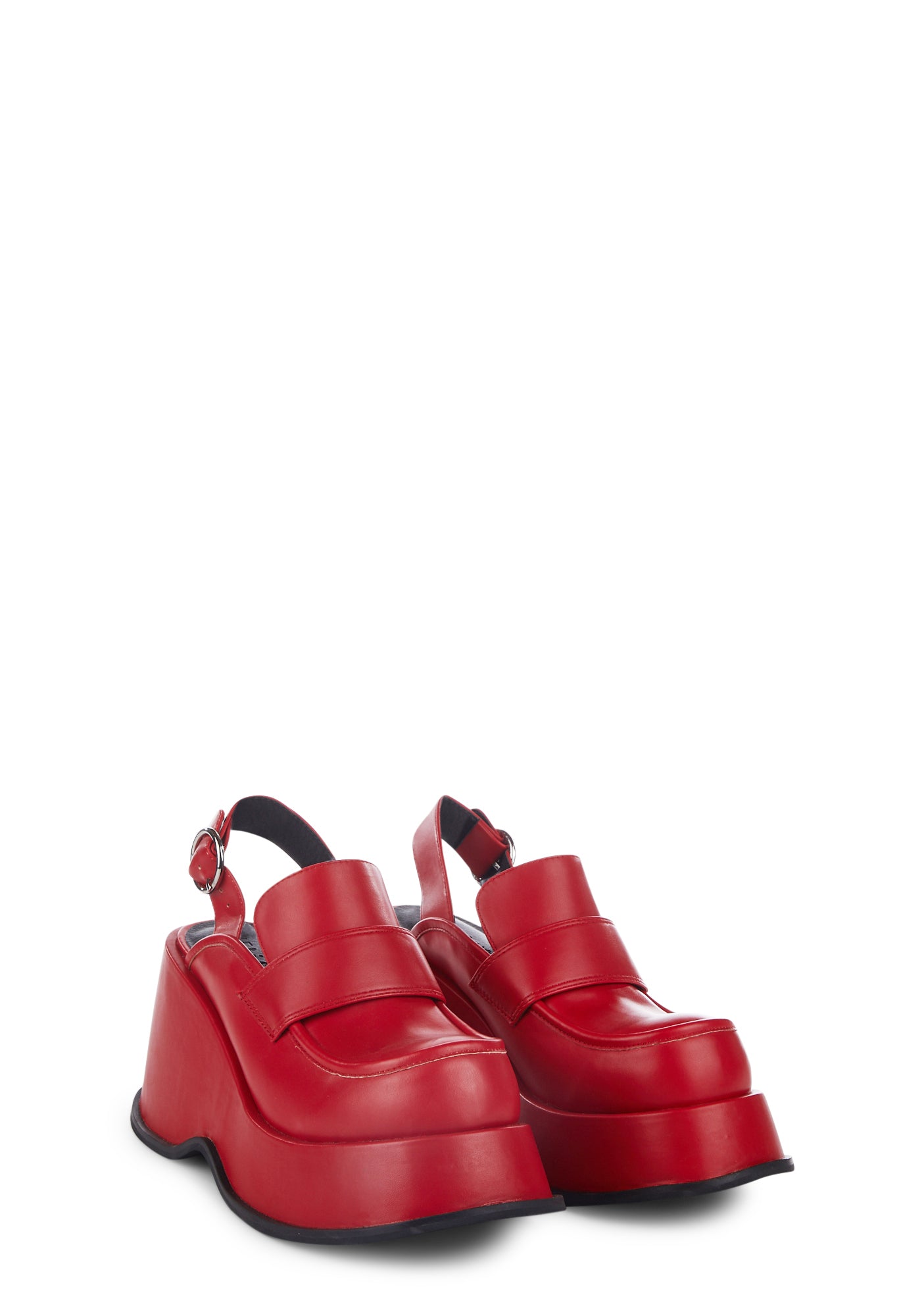 dELiA s by Dolls Kill Vegan Leather Platform Slingback Loafers Red