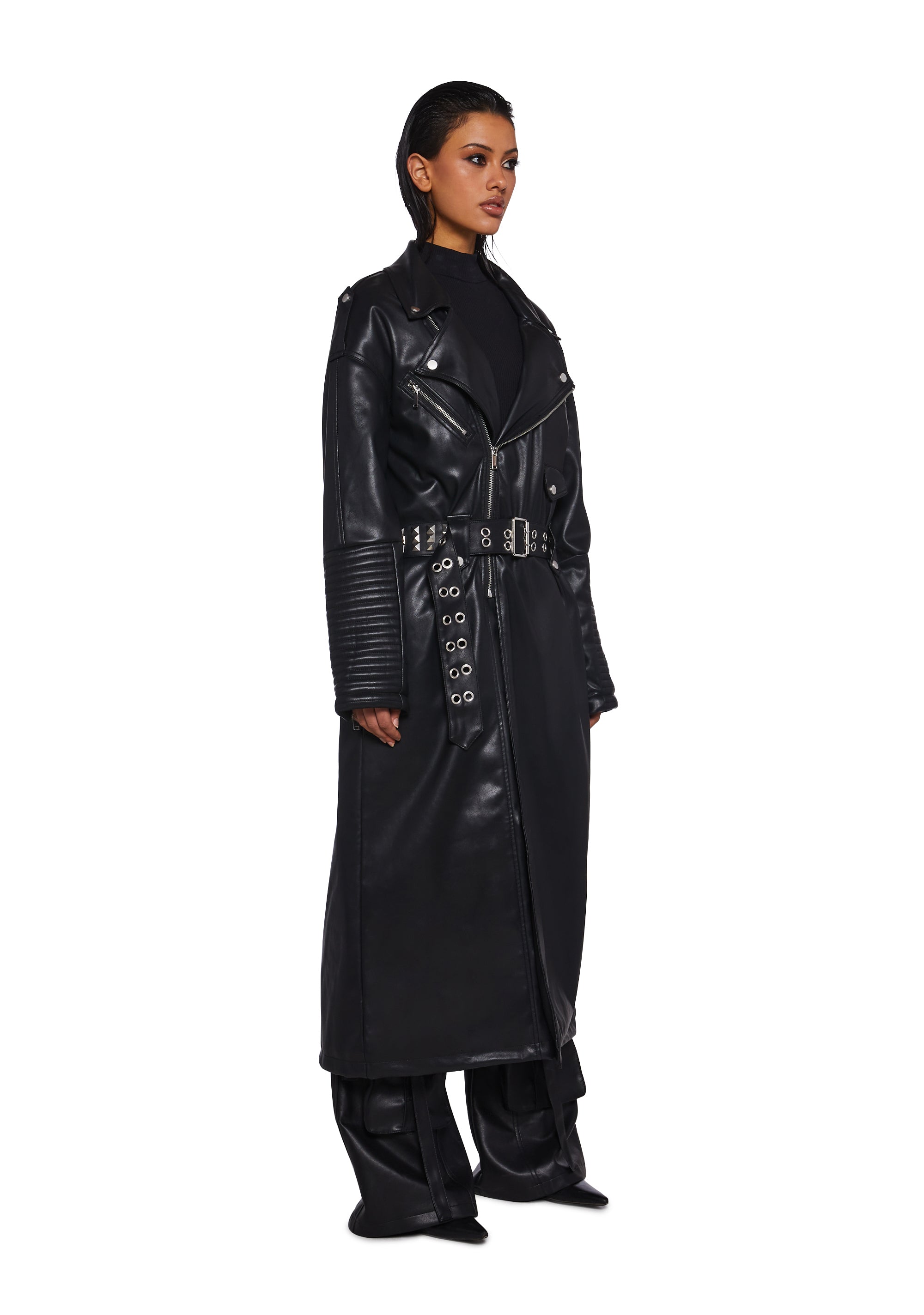 超特価セール開催！！ Current Kill Dolls – Black - Coat Trench Moto Leather Faux Mood ジャケット・アウター