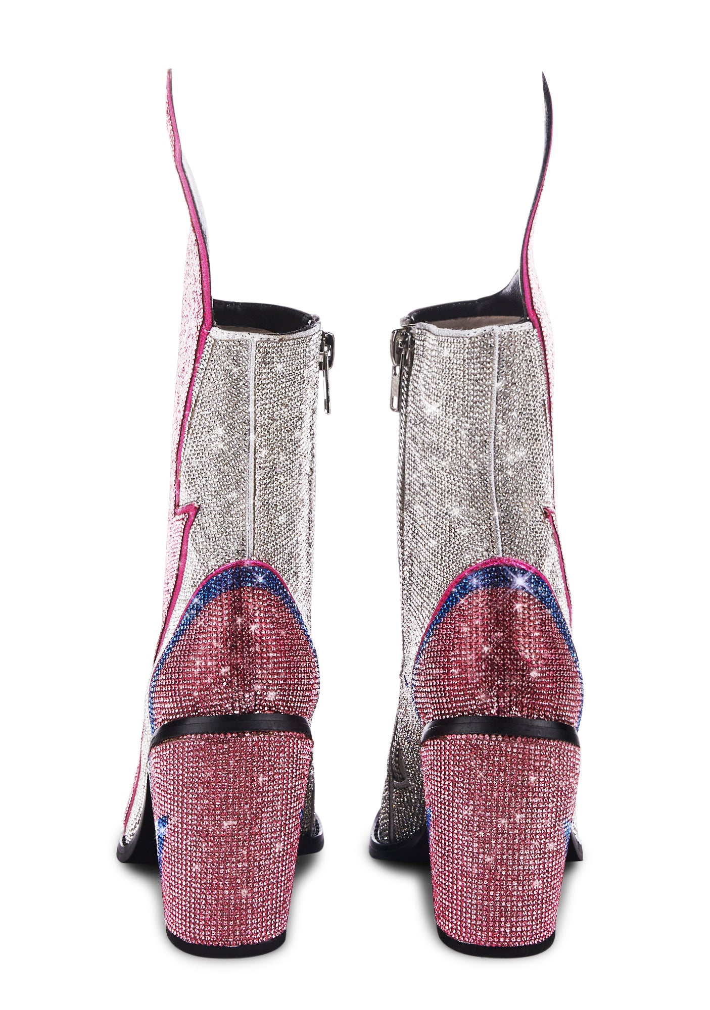 Club Exx Lightning Bolt Rhinestone Cowboy Boots - Multi
