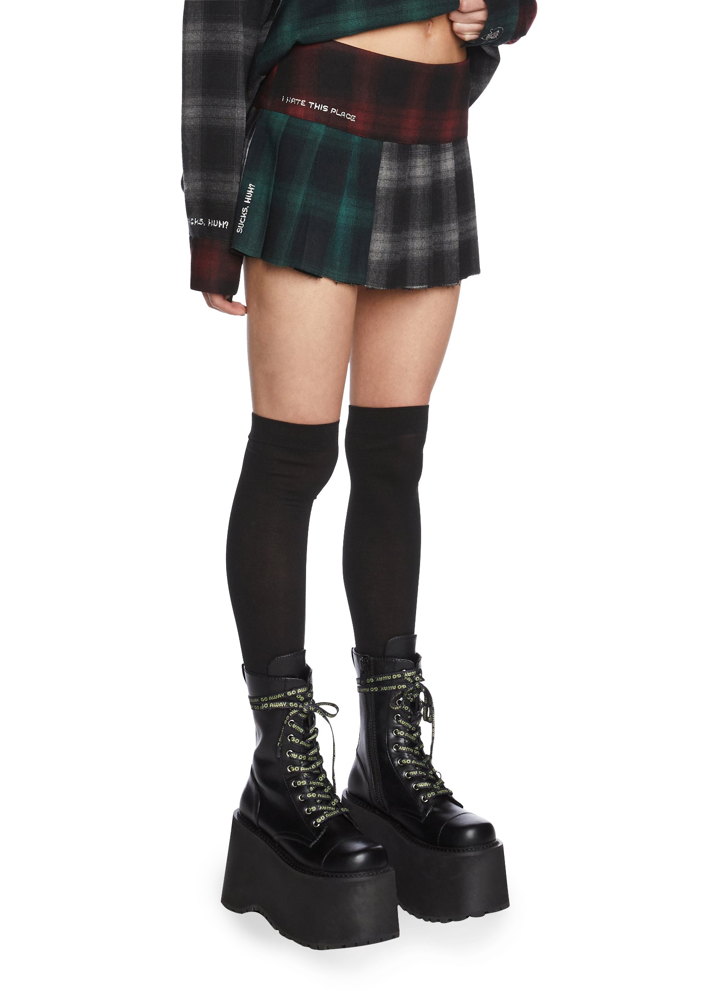 Dolls Kill x Daria Flannel Plaid Pleated Mini Skirt Multi