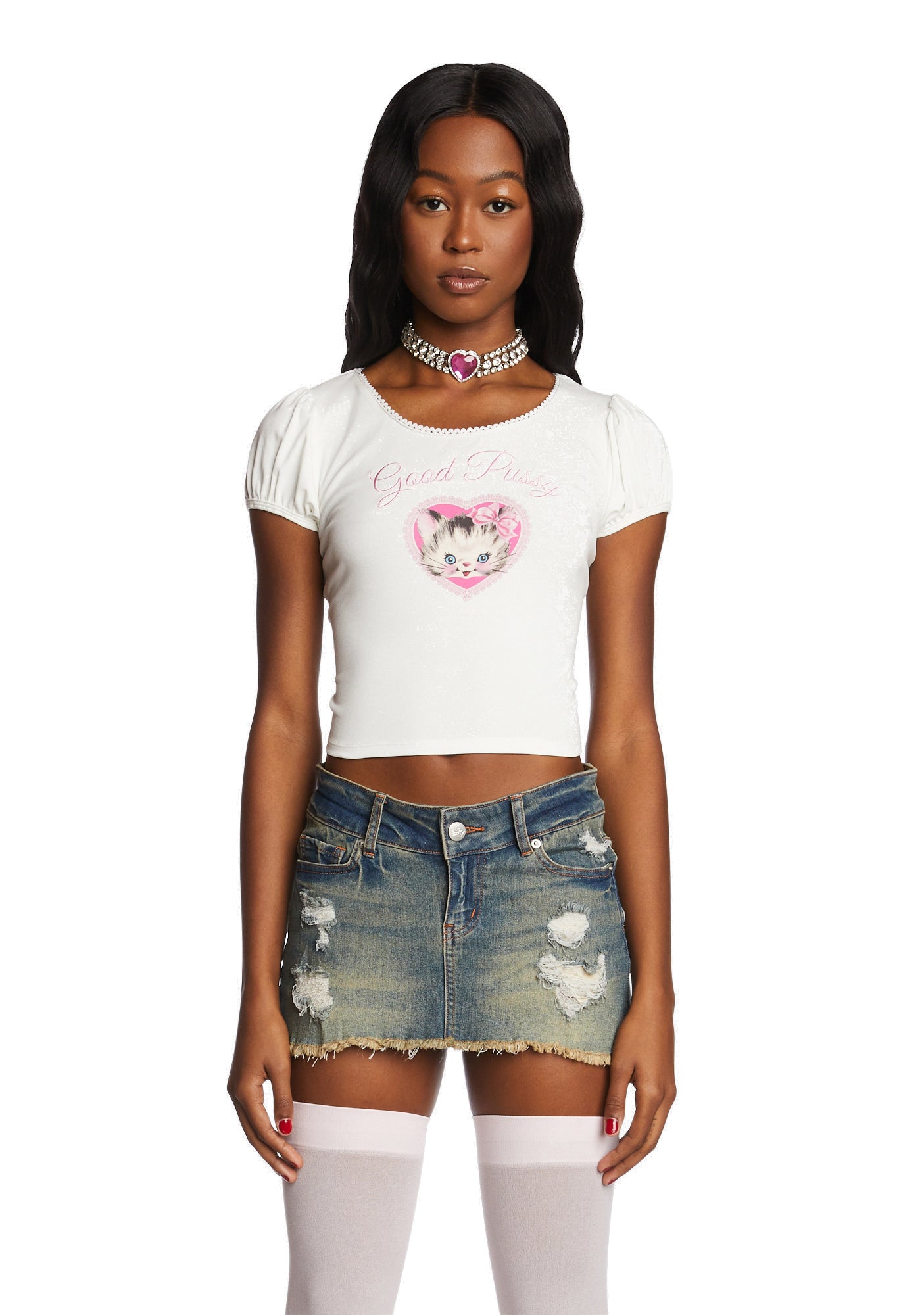 Feline Naughty Graphic Baby Tee Sugar Thrillz,New Products : American Fashion Style Bags On Sale