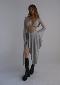 Echo Asymmetrical Mesh Wrap Dress