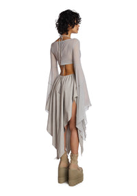 Echo Asymmetrical Mesh Wrap Dress