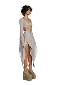 Echo Asymmetrical Mesh Wrap Dress